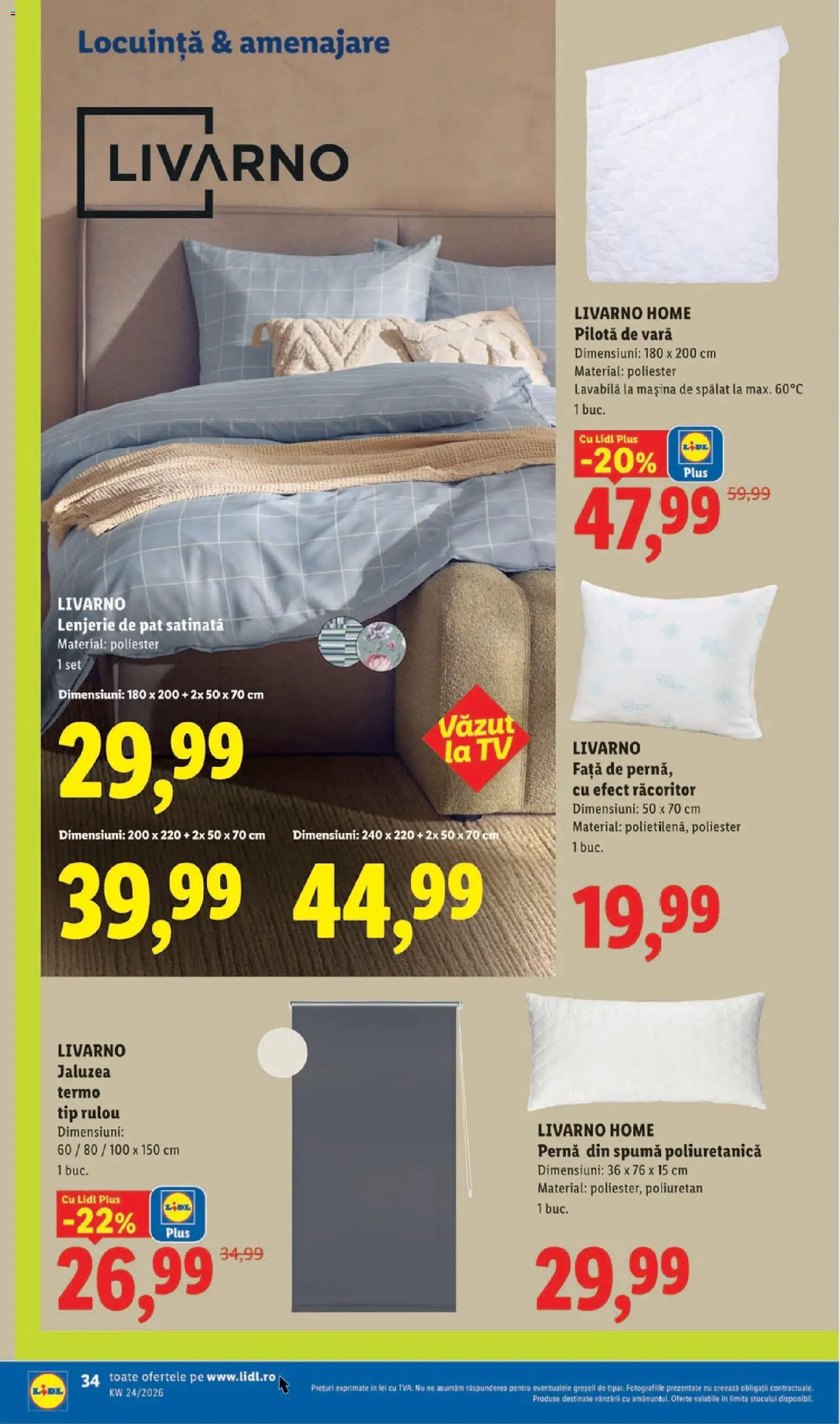 Noul catalog Lidl – valabil de la 08.06.2026 | Pagină: 34 | Produse: Mașină De Spălat, Pat, Pernă, Pilotă