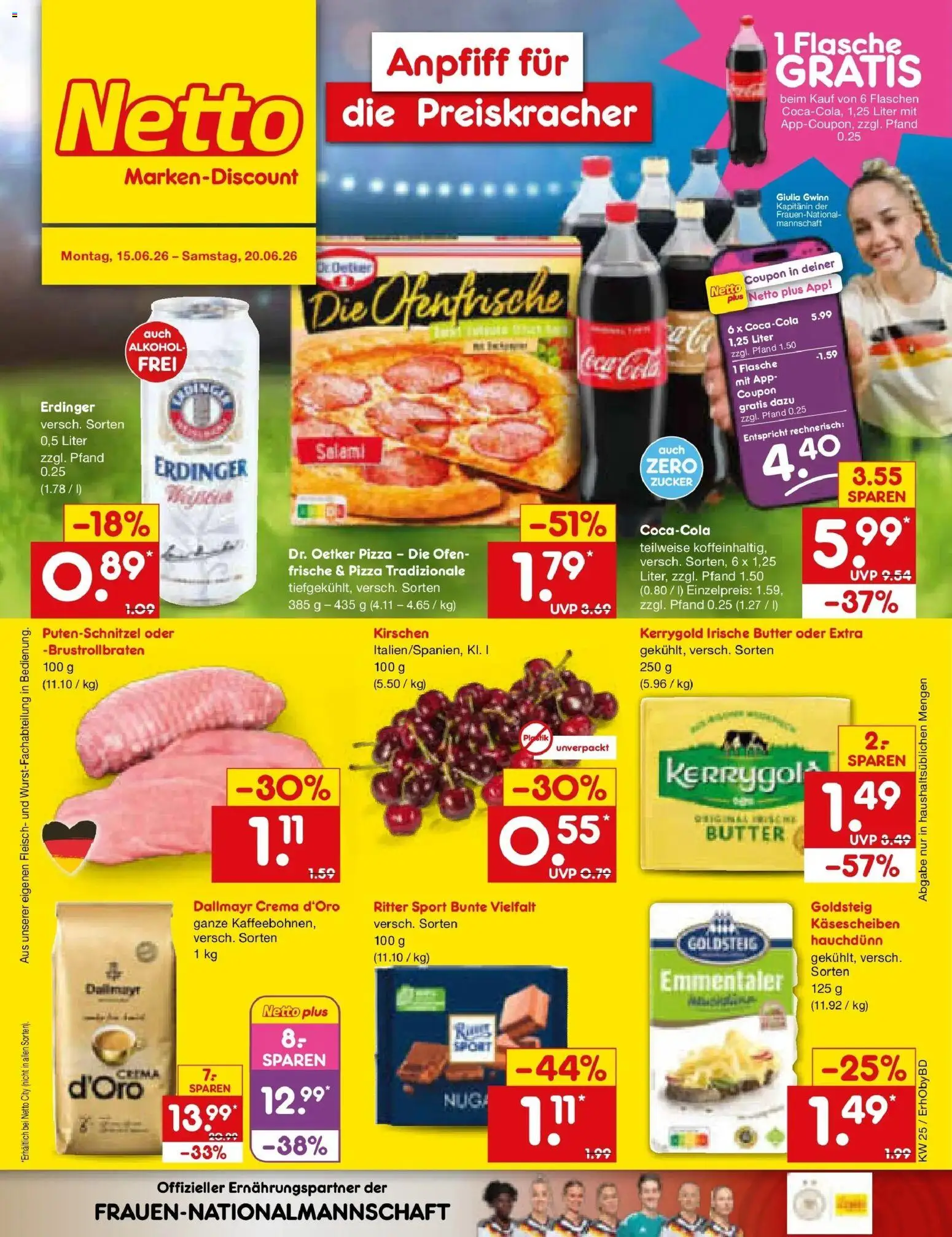 Netto Marken-Discount Prospekt Velden – gültig ab 15.06.2026 | Seite: 1 | Produkte: Ofen, Coca cola, Ritter sport, Pizza