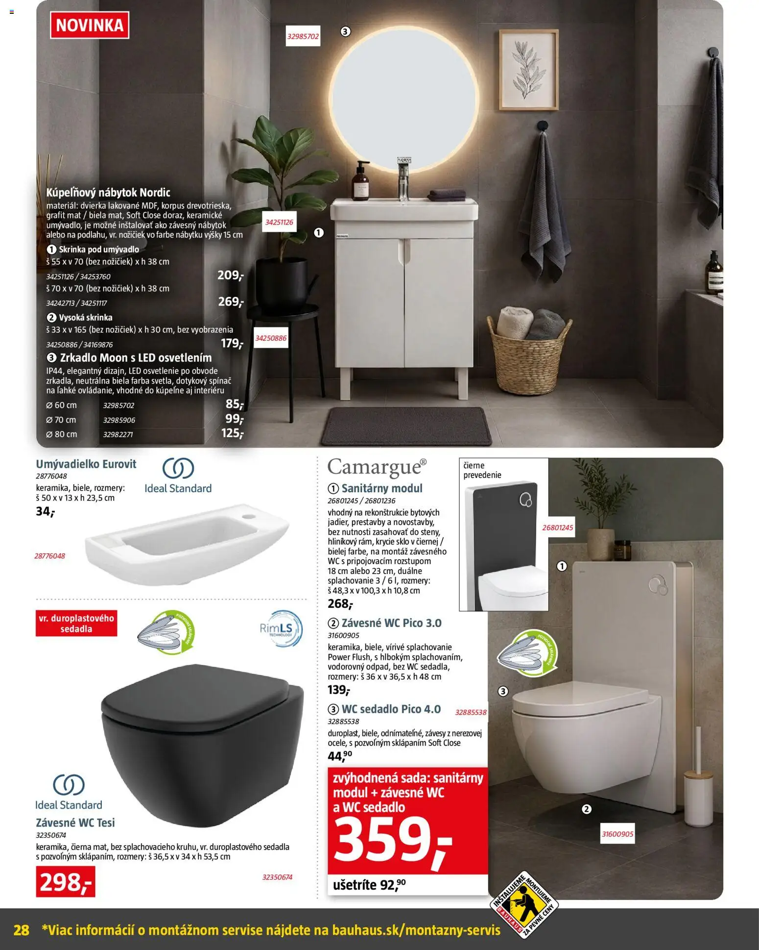 Nové Bauhaus akcie – leták je platný od 05.10.2026 | Strana: 28 | Produkty: Nábytok, Kupeľňový nábytok, Led osvetlenie, Osvetlenie