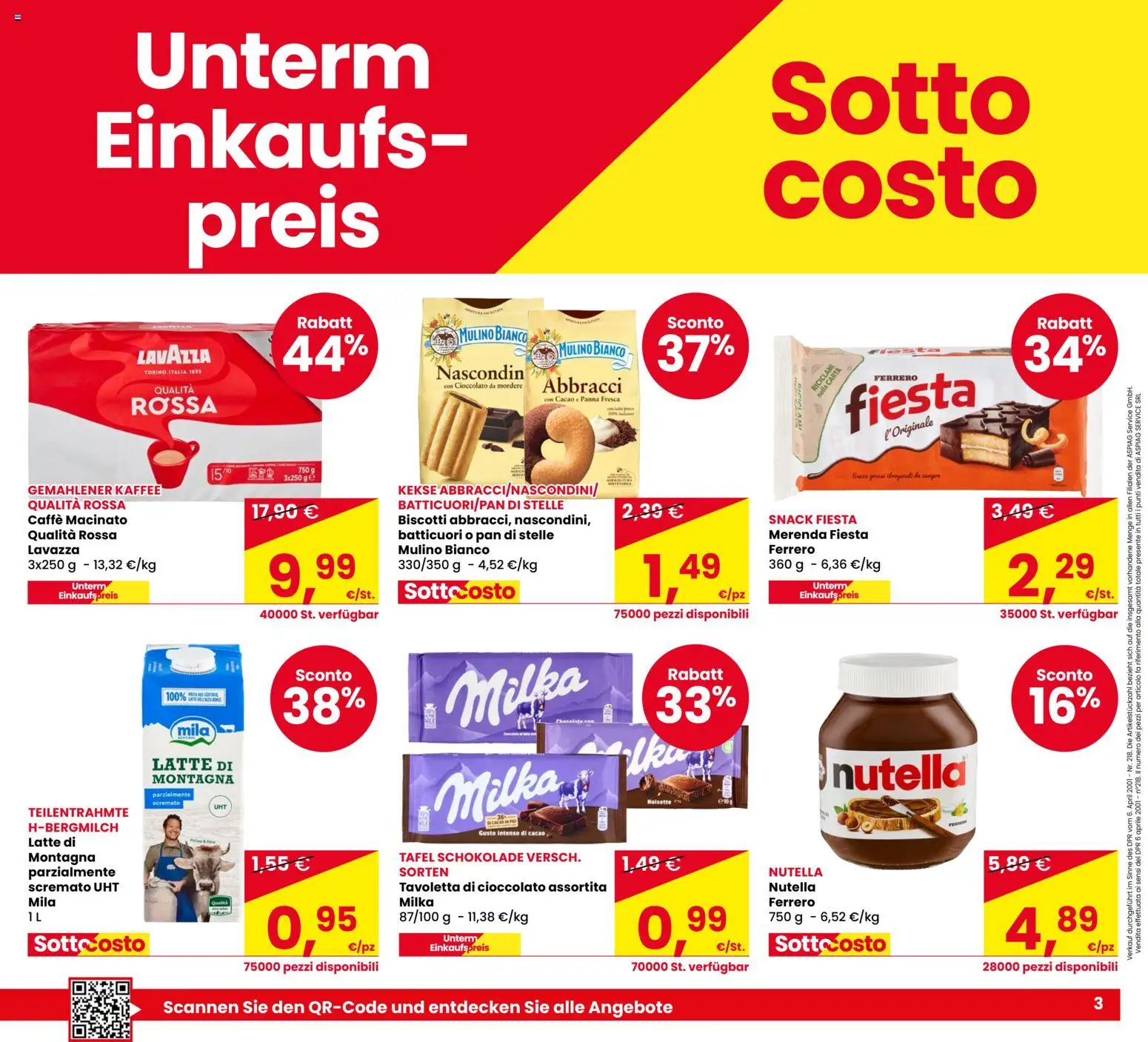Volantino Eurospar del 01/10/2026 | Pagina: 3 | Prodotti: Cioccolato, Biscotti, Nutella, Lavazza