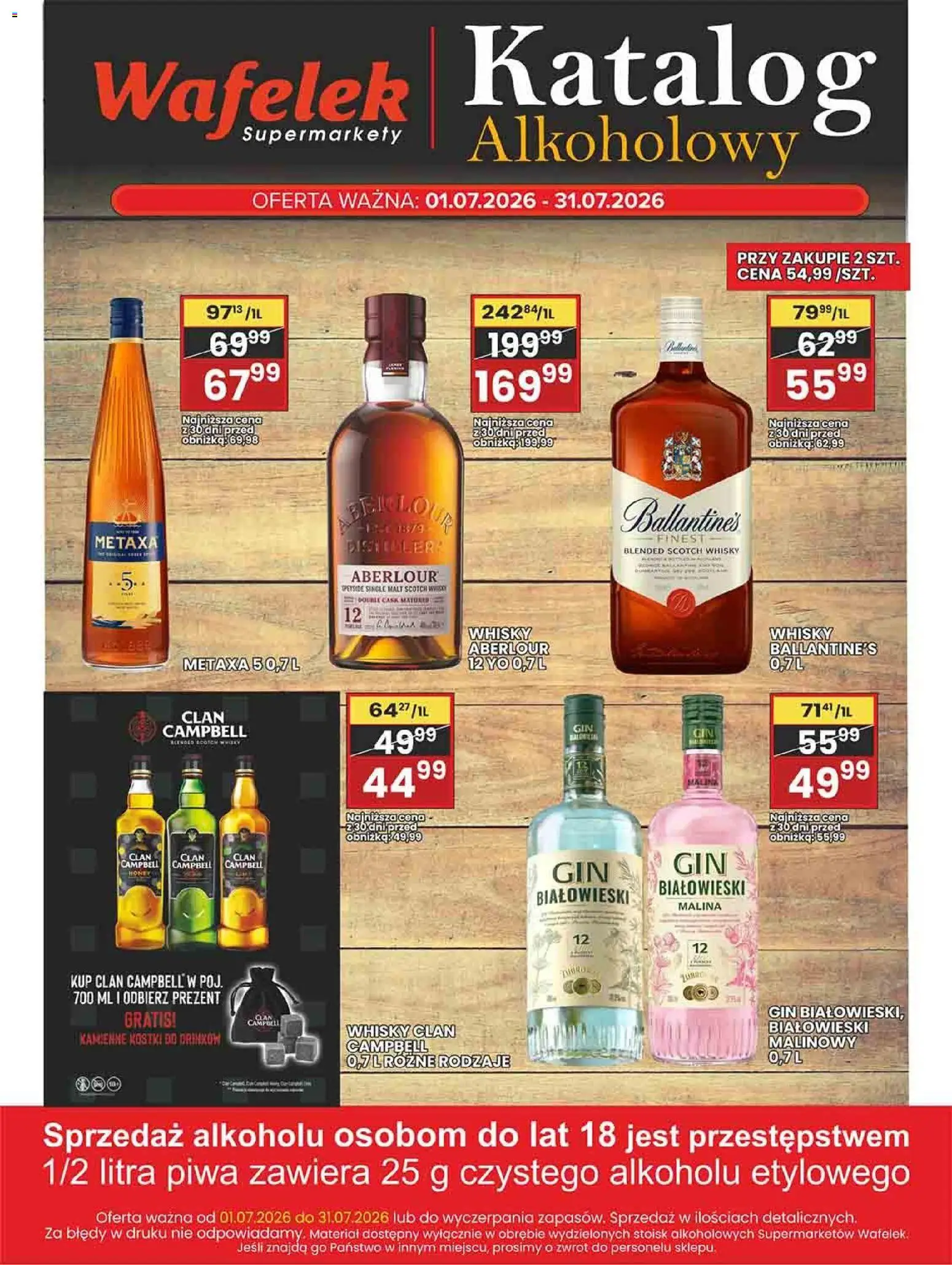 Wafelek gazetka alkoholowa od 01.07.2026 | Strona: 3 | Produkty: Malina, Metaxa, Gin, Whisky