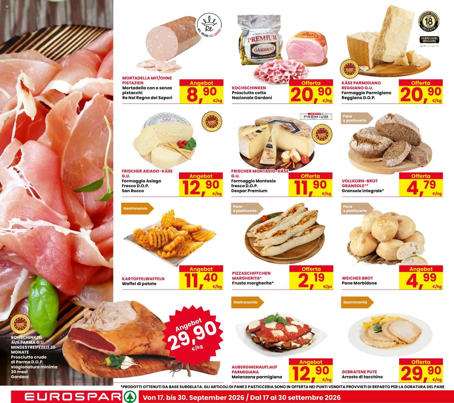 Volantino Eurospar del 17/09/2026 | Pagina: 8 | Prodotti: Pane, Formaggio, Mortadella, Pistacchi