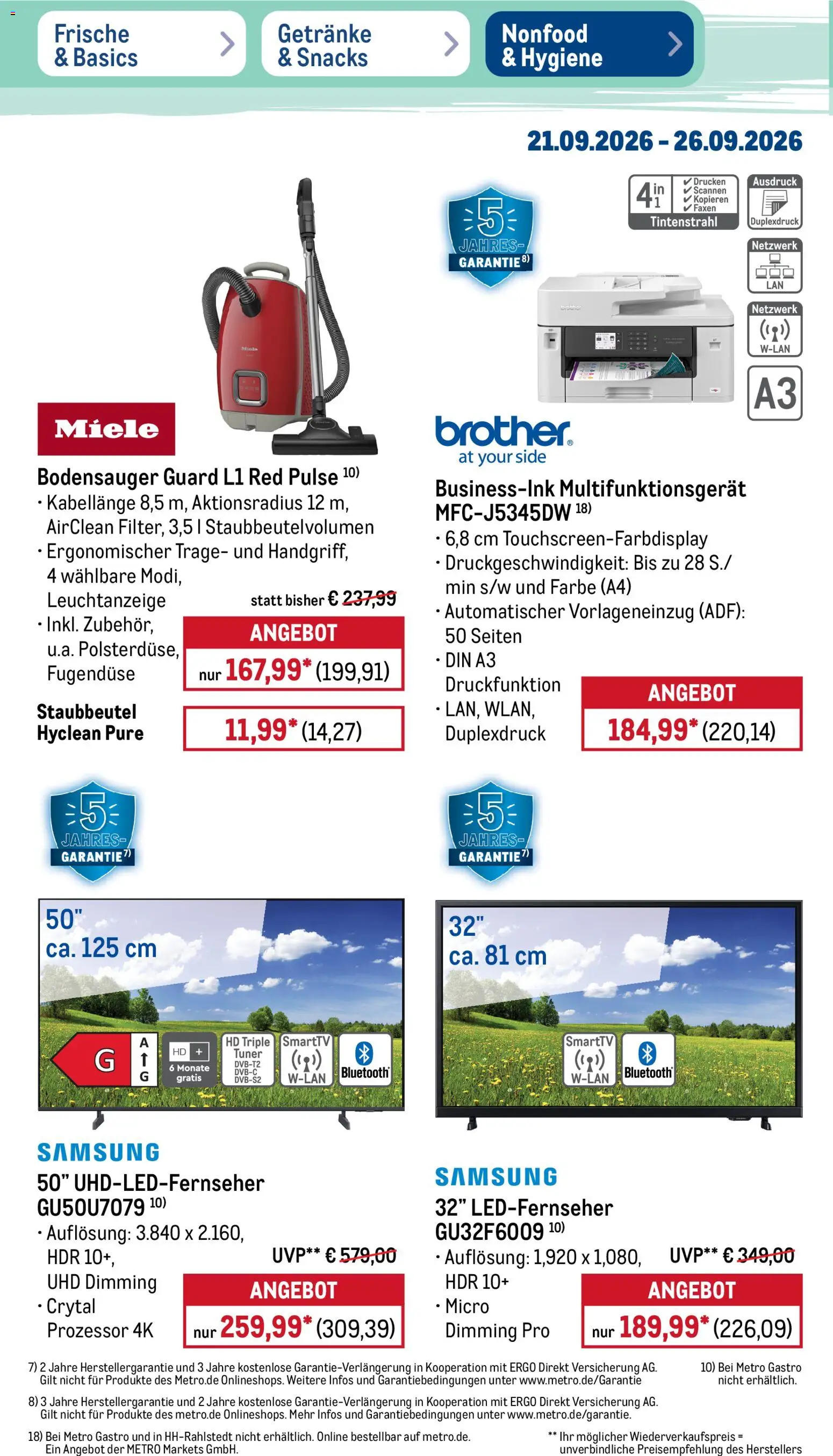 Metro Prospekt – gültig ab 21.09.2026 | Seite: 38 | Produkte: Miele, Samsung