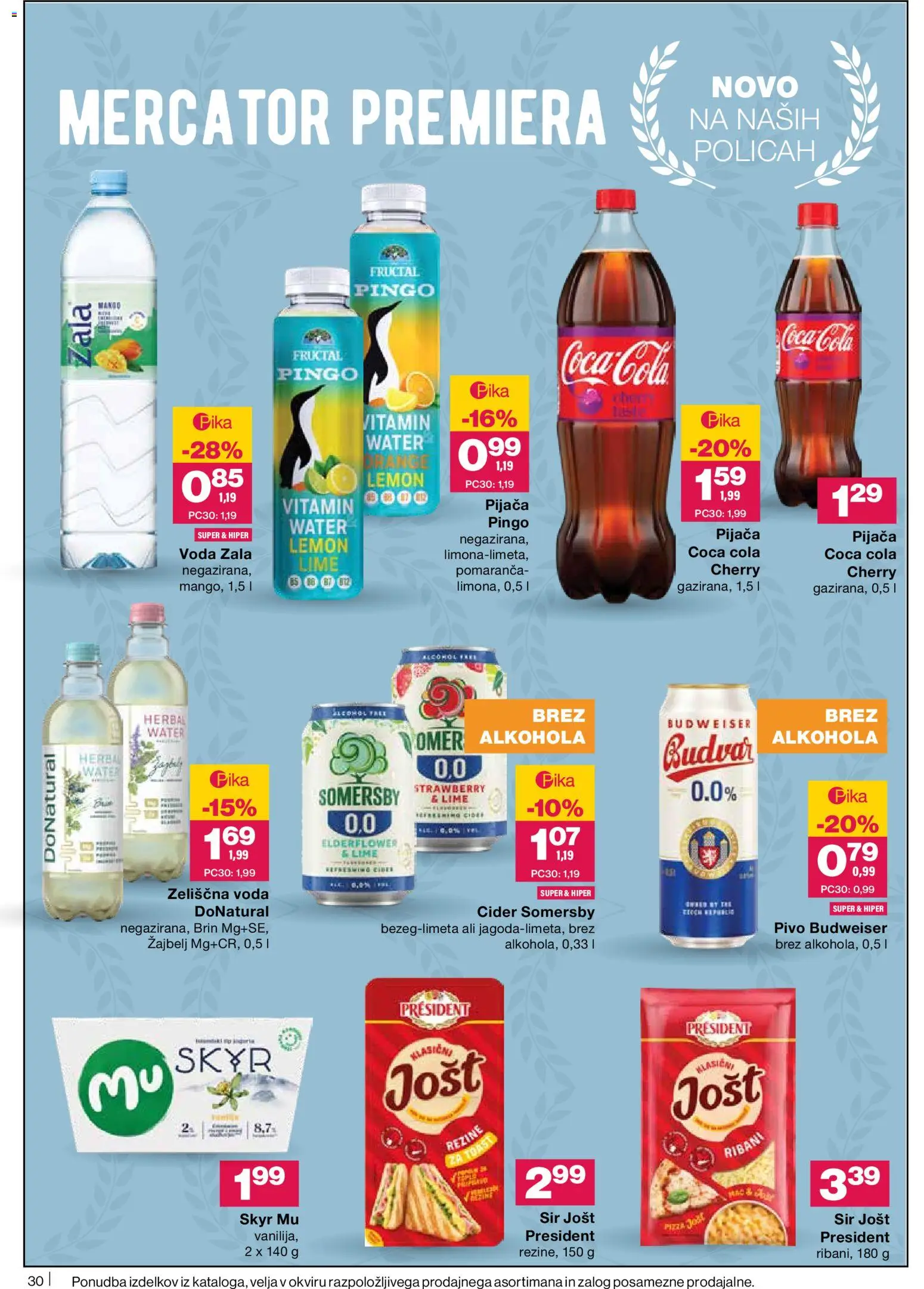 Novi Mercator katalog ponudbe – veljaven od 07.05.2026 | Stran: 30 | Izdelki: Skyr, Sir, Pivo, Voda