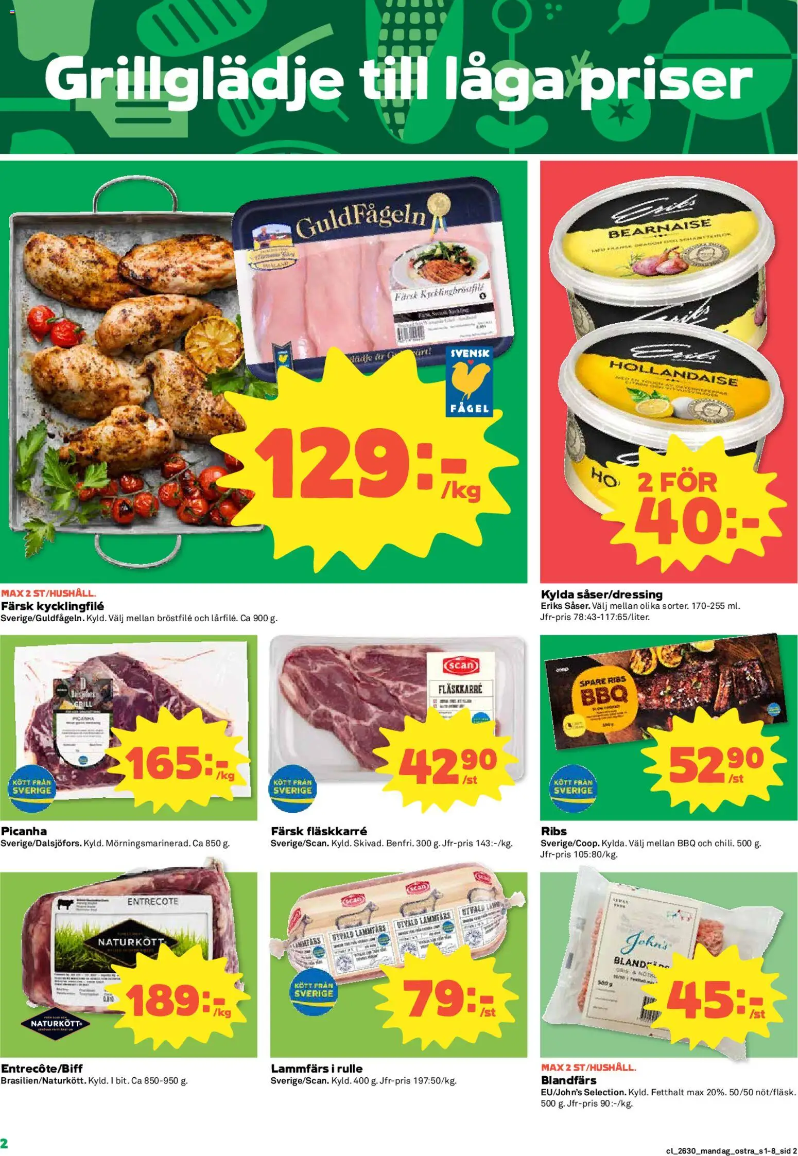 Coop Daglivs reklamblad aktuell från 20/07/2026 | Sida: 2 | Produkter: Kycklingfile, Entrecote, Blandfärs