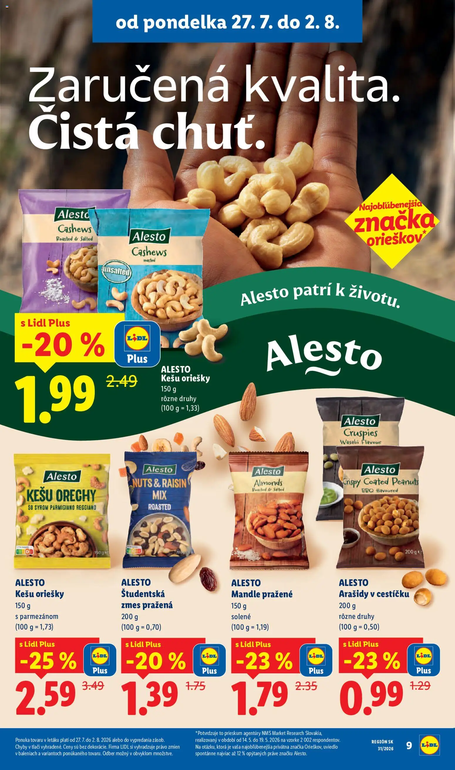 Nové Lidl akcie – leták je platný od 27.07.2026 | Strana: 24 | Produkty: Orechy, Arašidy, Mandle, Kešu orechy
