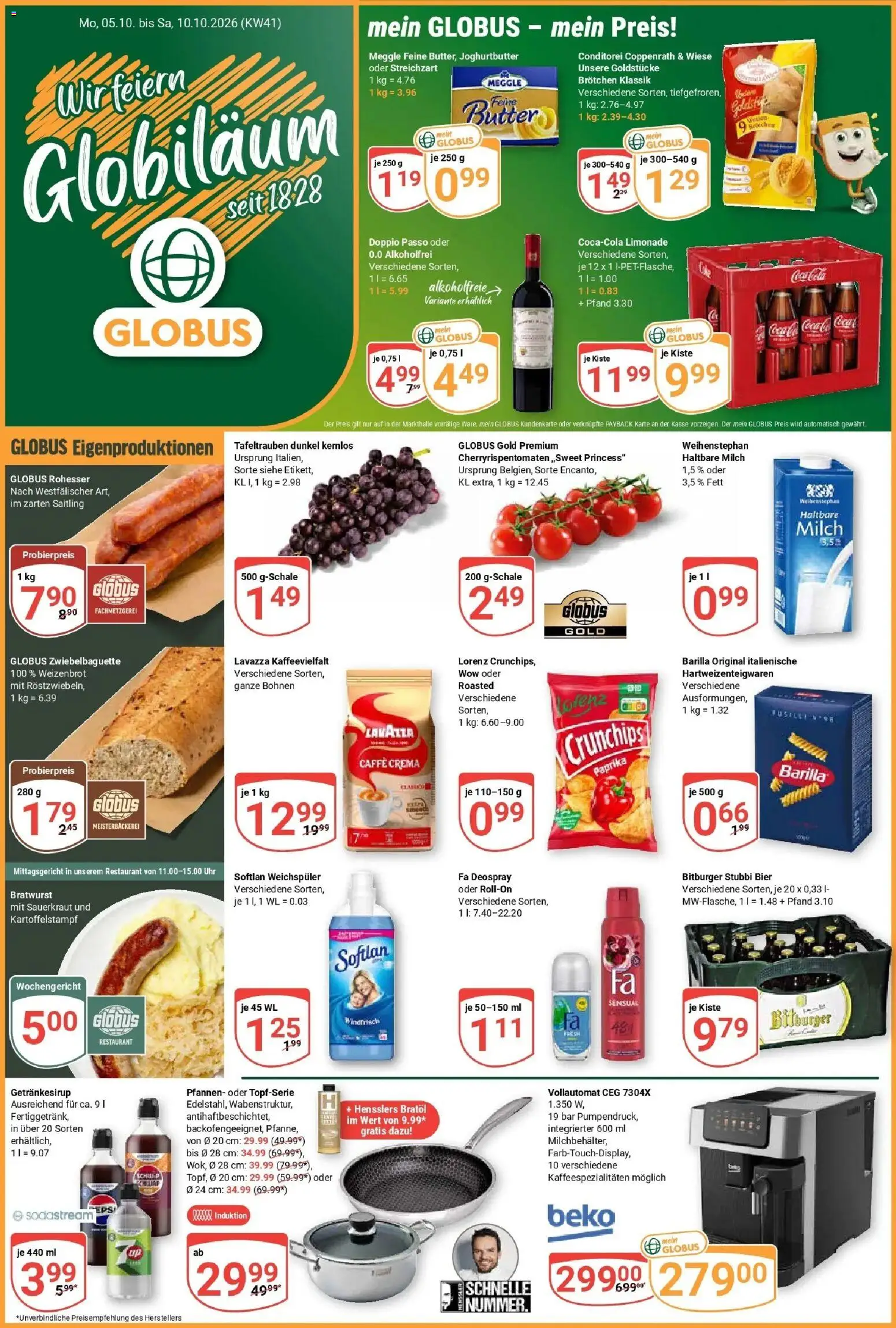 Globus Prospekt Losheim Am See (ab 05.10.2026) » Angebote online | Seite: 3 | Produkte: Bitburger, Barilla, Limonade, Weichspüler