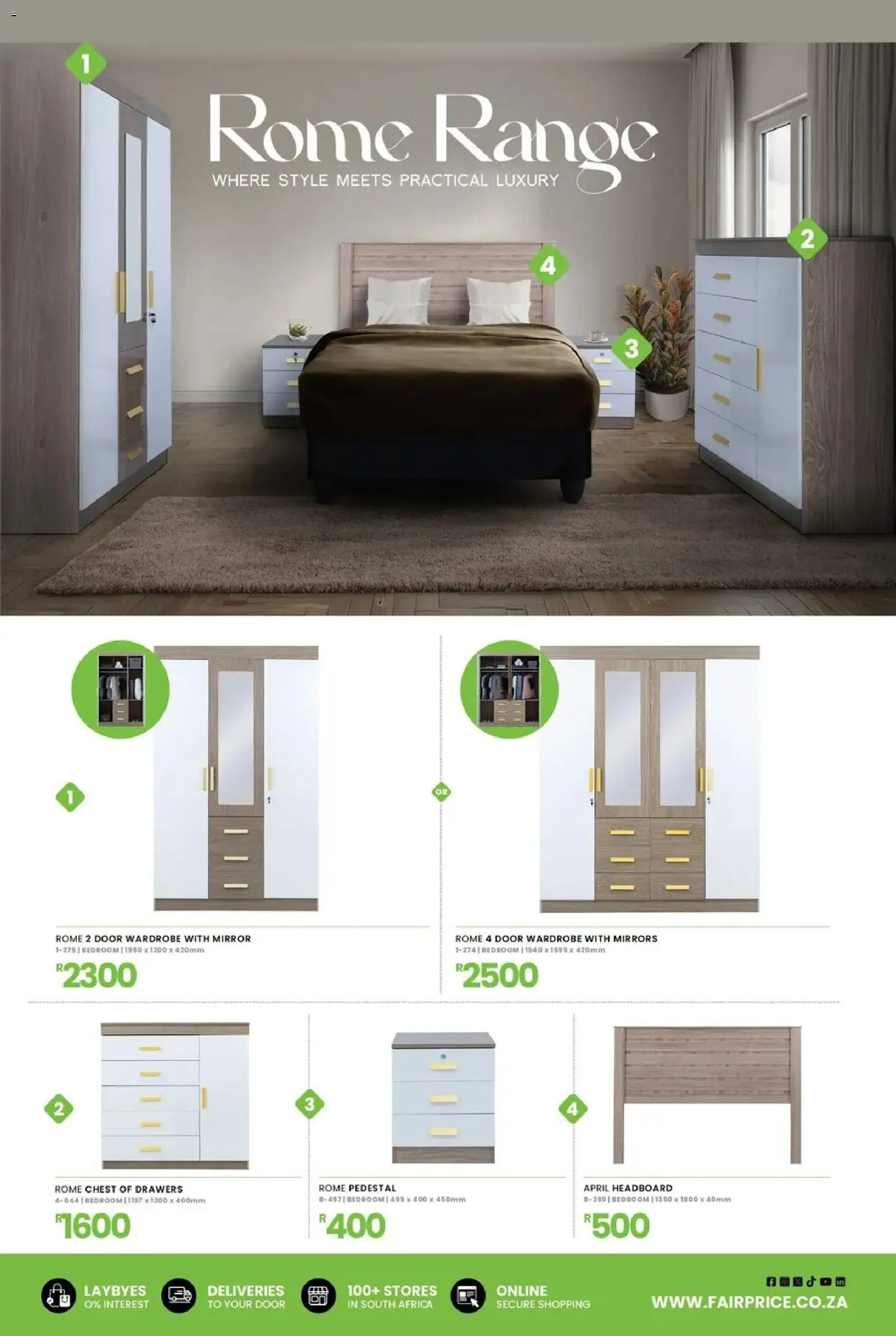 New Fair Price catalogue – valid from 01/03/2026 | Page: 13 | Products: Pedestal, Headboard, Wardrobe, Mirror