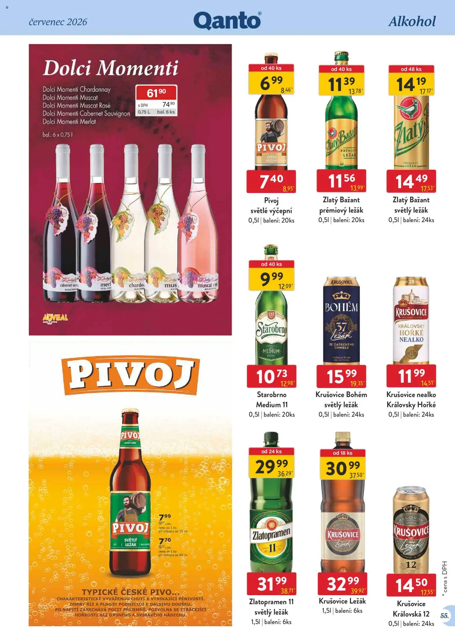 Astur & Qanto leták - Velkoobchod 07/2026 od 01.07.2026 | Strana: 55 | Produkty: Starobrno, Zlatý Bažant, Cabernet Sauvignon, Krušovice