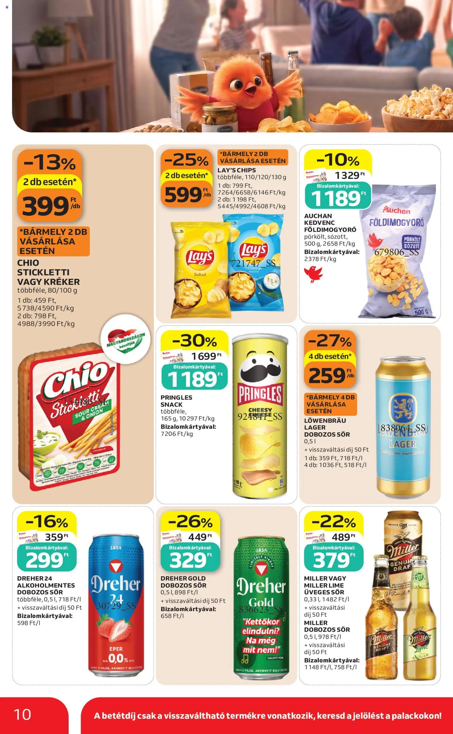 Auchan akciós ujság - amely érvényes a következő dátumtól: 2026.07.16. | Oldal: 10 | Termékek: Lime, Pringles, Dobozos sör, Eper