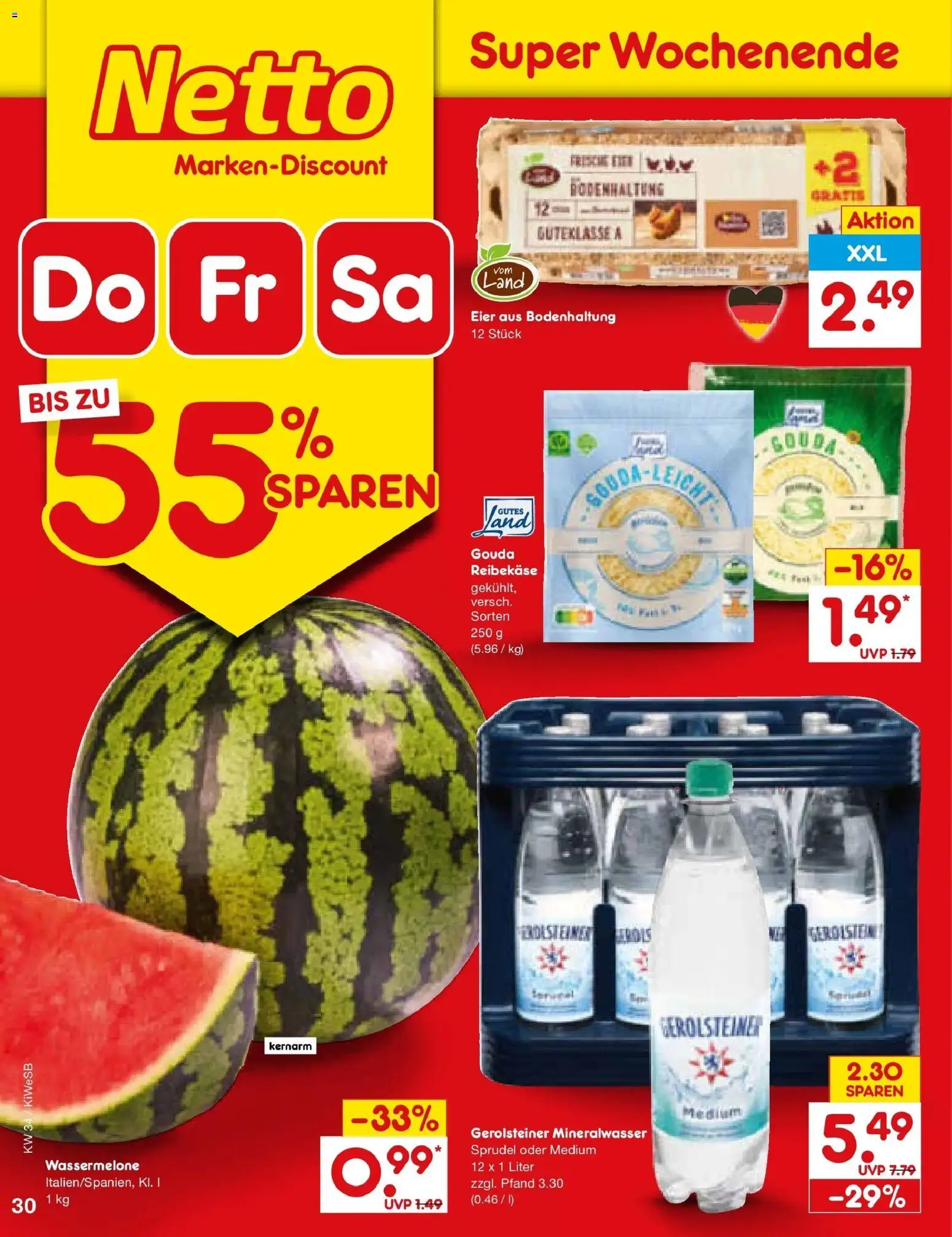 Netto Marken-Discount Prospekt Bad Friedrichshall – gültig ab 17.08.2026 | Seite: 48 | Produkte: Eier, Gouda, Wassermelone, Reibekase
