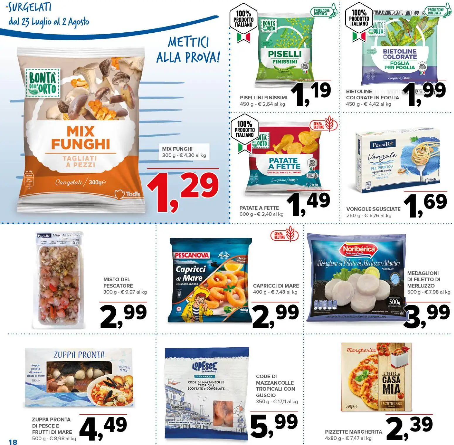 Volantino Todis del 23/07/2026 | Pagina: 18 | Prodotti: Pesce, Merluzzo, Patate, Frutti di mare