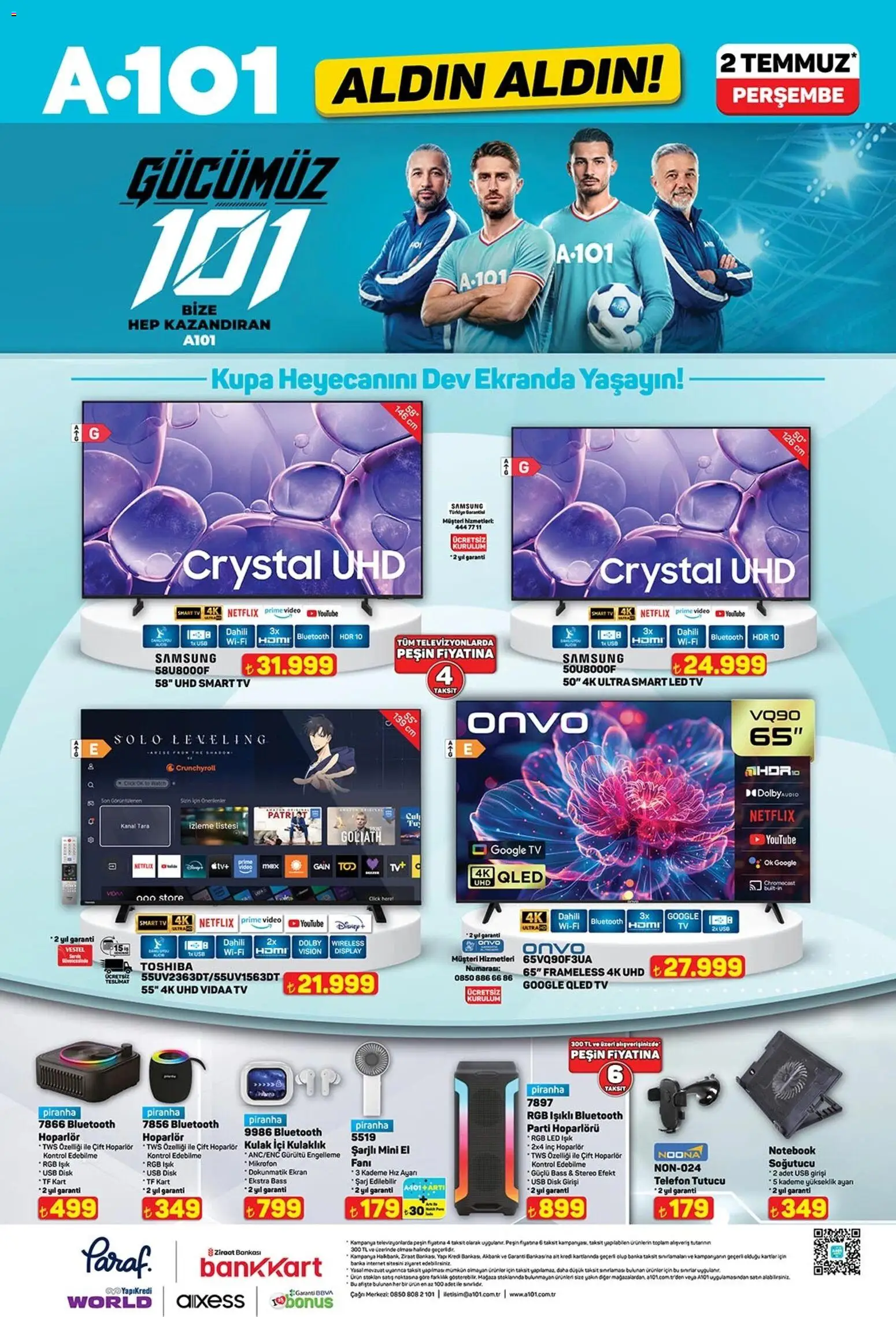 A101 - Katalog Aldın Aldın - 02 Temmuz 2026 tarihinden itibaren geçerlidir | Sayfa: 3 | Ürünler: TV, Video, Hoparlör, USB