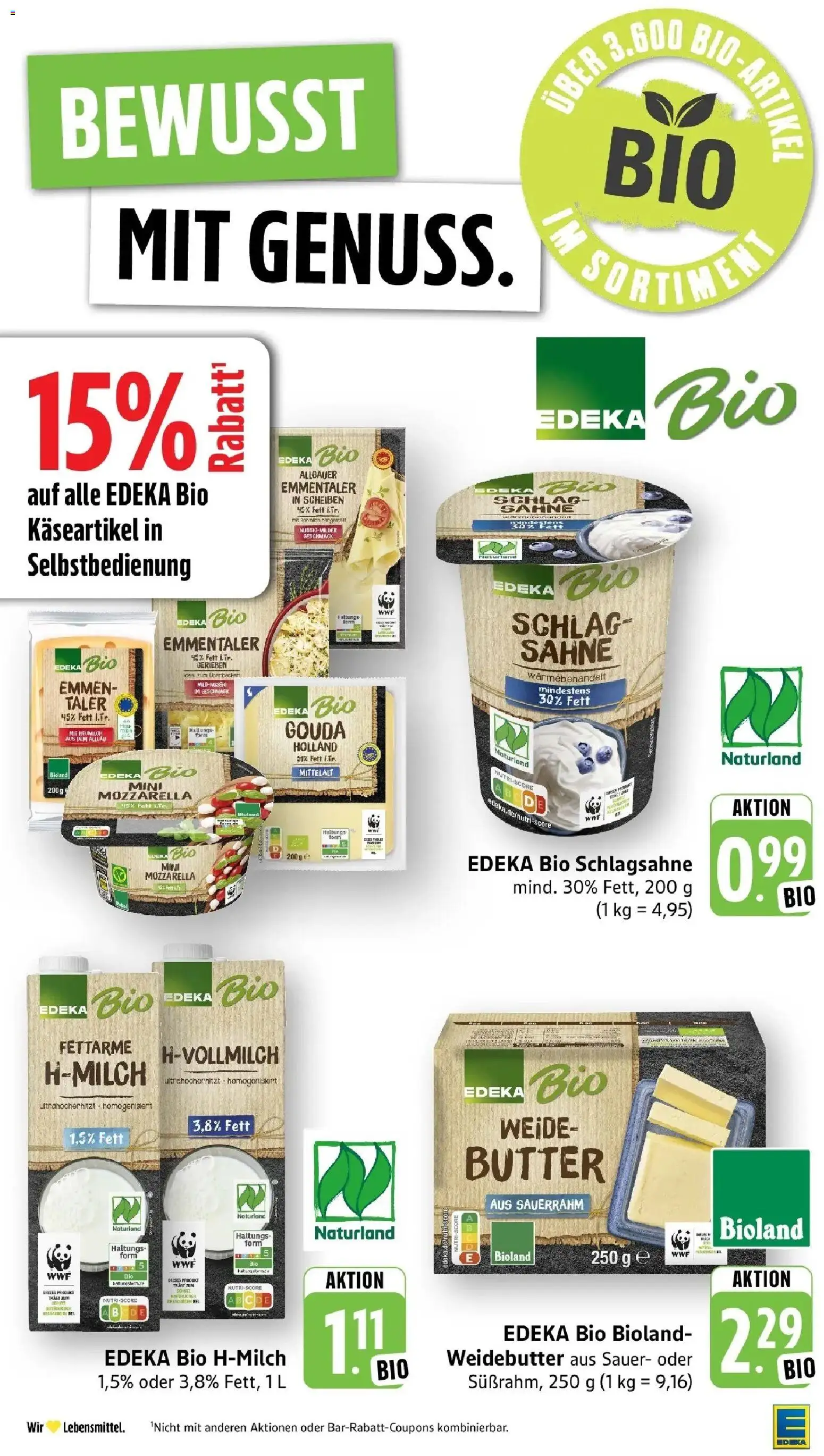 Edeka Prospekt Reutlingen (ab 12.10.2026) » Angebote Online | Seite: 26 | Produkte: Schlagsahne, Butter, Mozzarella, Gouda