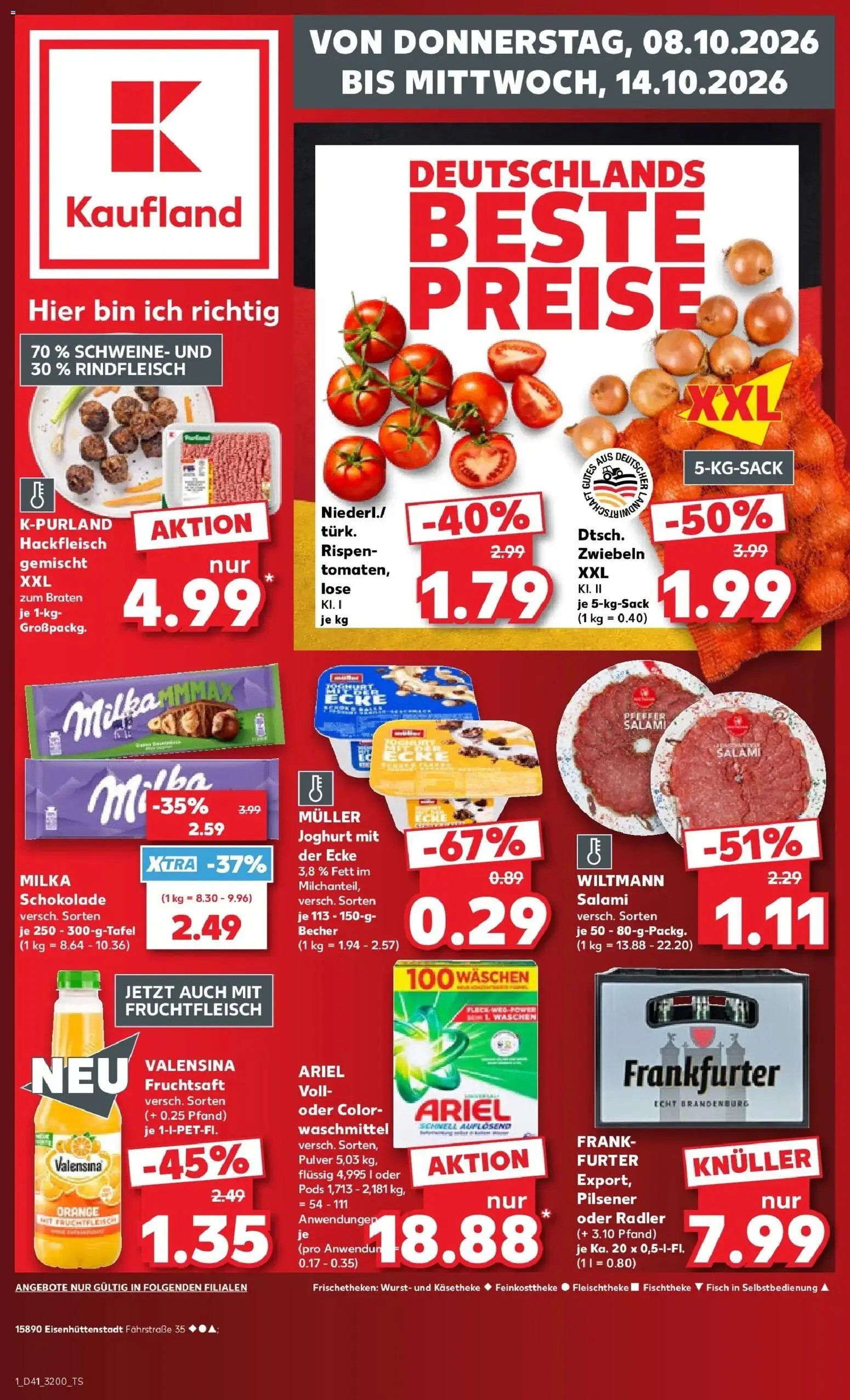 Prospekt Kaufland ab 08.10.2026 » Angebote Online zum Blättern | Seite: 1 | Produkte: Milka, Valensina, Radler, Rindfleisch