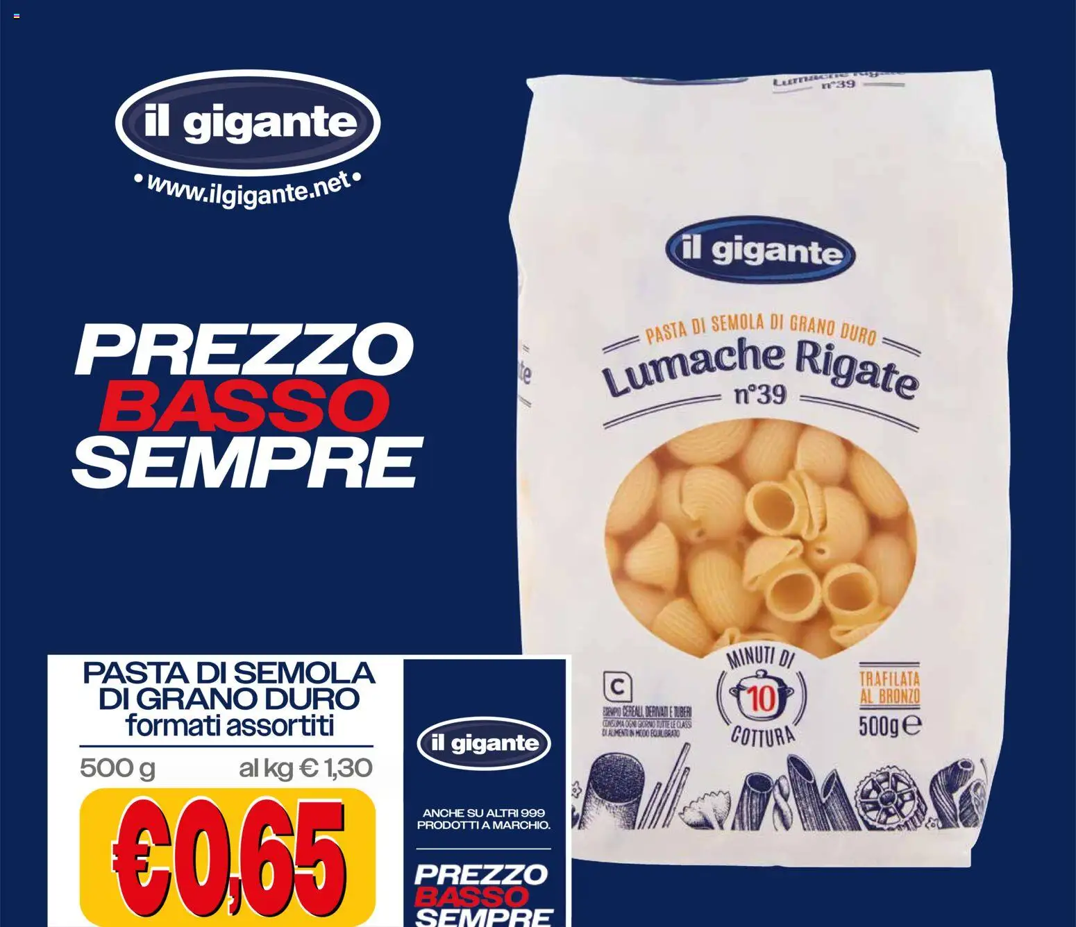 Volantino Il Gigante del 21/09/2026 | Pagina: 18 | Prodotti: Pasta di semola, Pasta, Basso, Semola