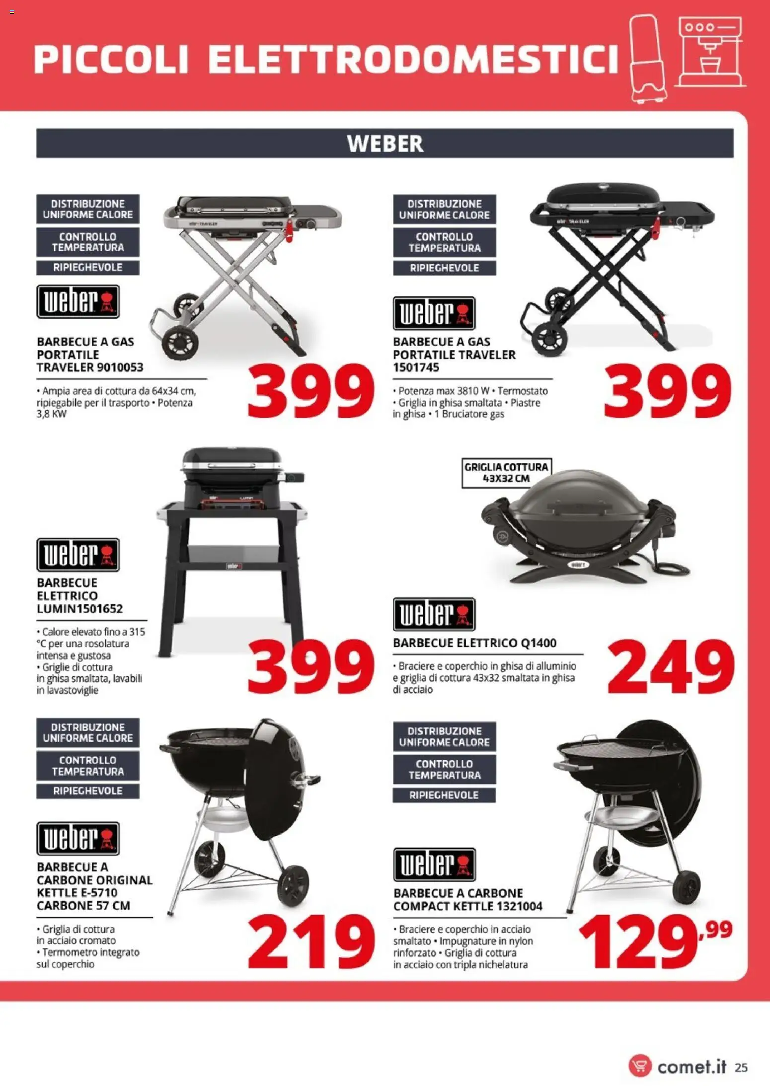 Volantino Comet del 14/10/2026 | Pagina: 25 | Prodotti: Carbone, Barbecue a gas, Lavastoviglie, Termometro