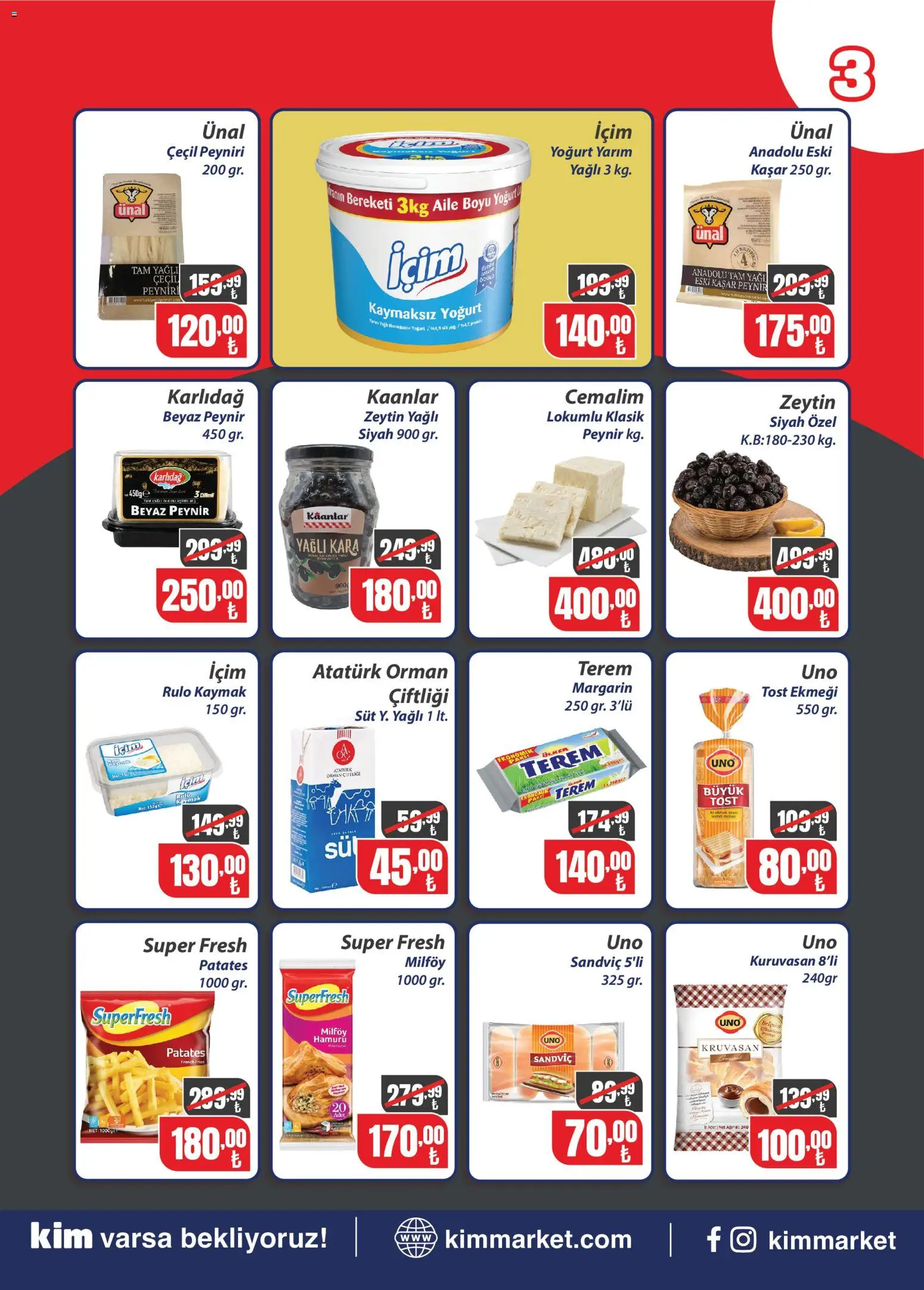 Kim Market Katalog - Marmara Insert - 09 Eylül 2026 tarihinden itibaren geçerlidir | Sayfa: 3 | Ürünler: Süt, Peynir, Yoğurt, Zeytin
