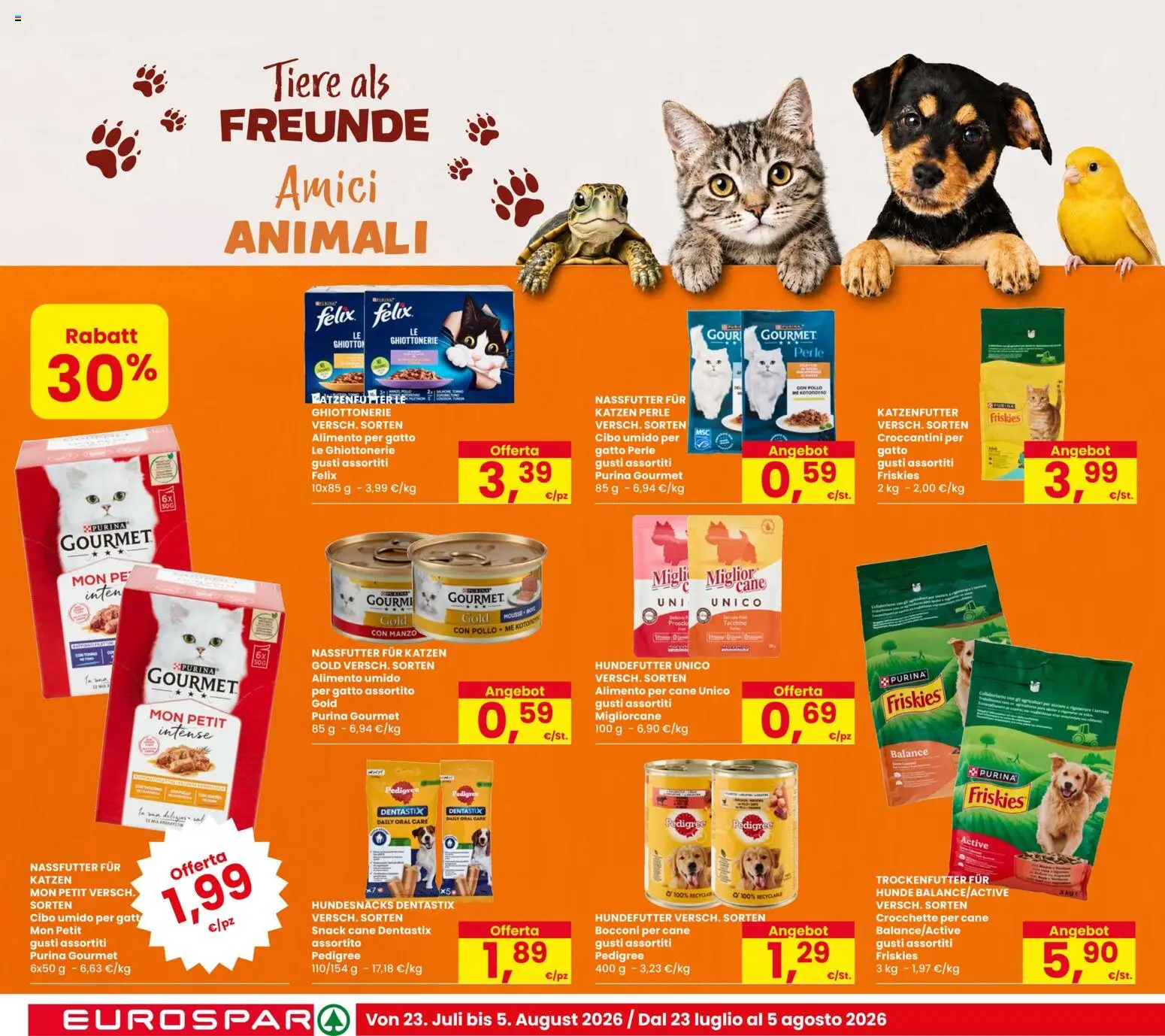Volantino Eurospar del 23/07/2026 | Pagina: 16 | Prodotti: Pollo, Manzo, Tacchino, Crocchette