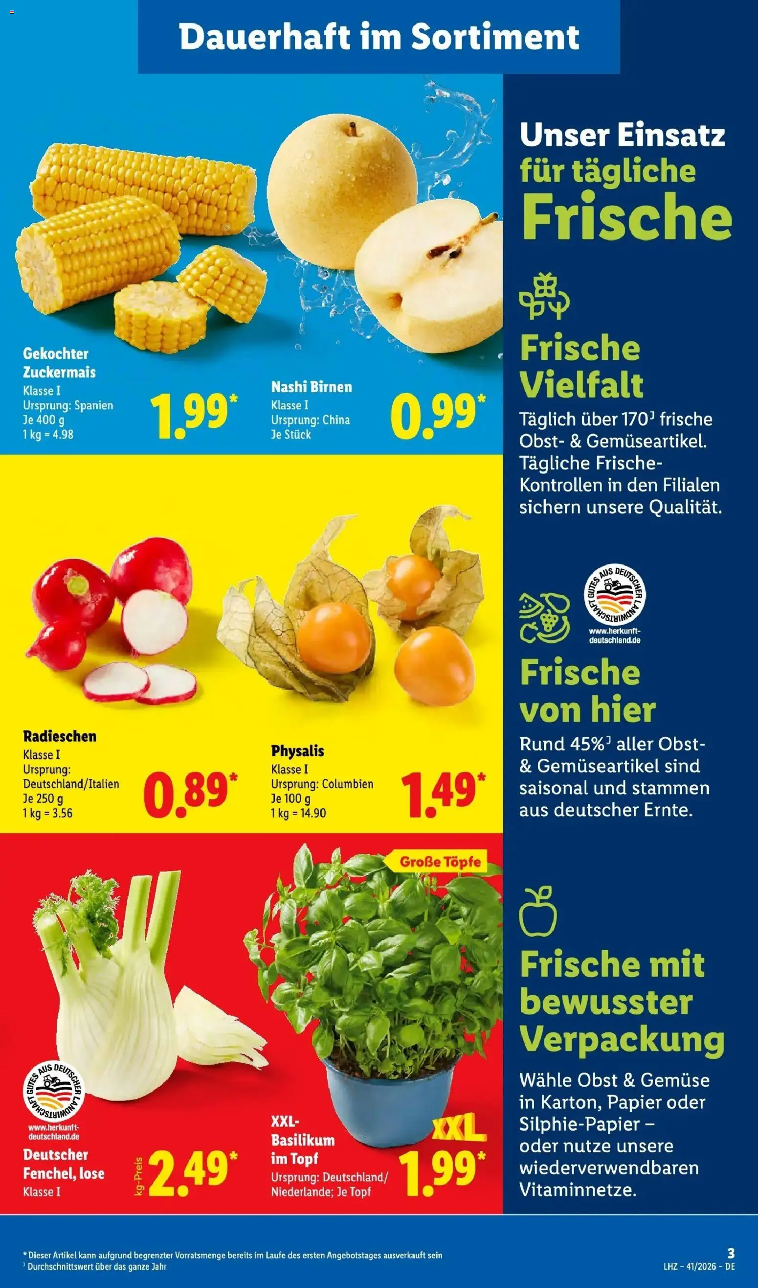 Lidl Prospekt Mahlow (ab 05.10.2026) zum Blättern » Angebote | Seite: 3 | Produkte: Gemüse, Obst
