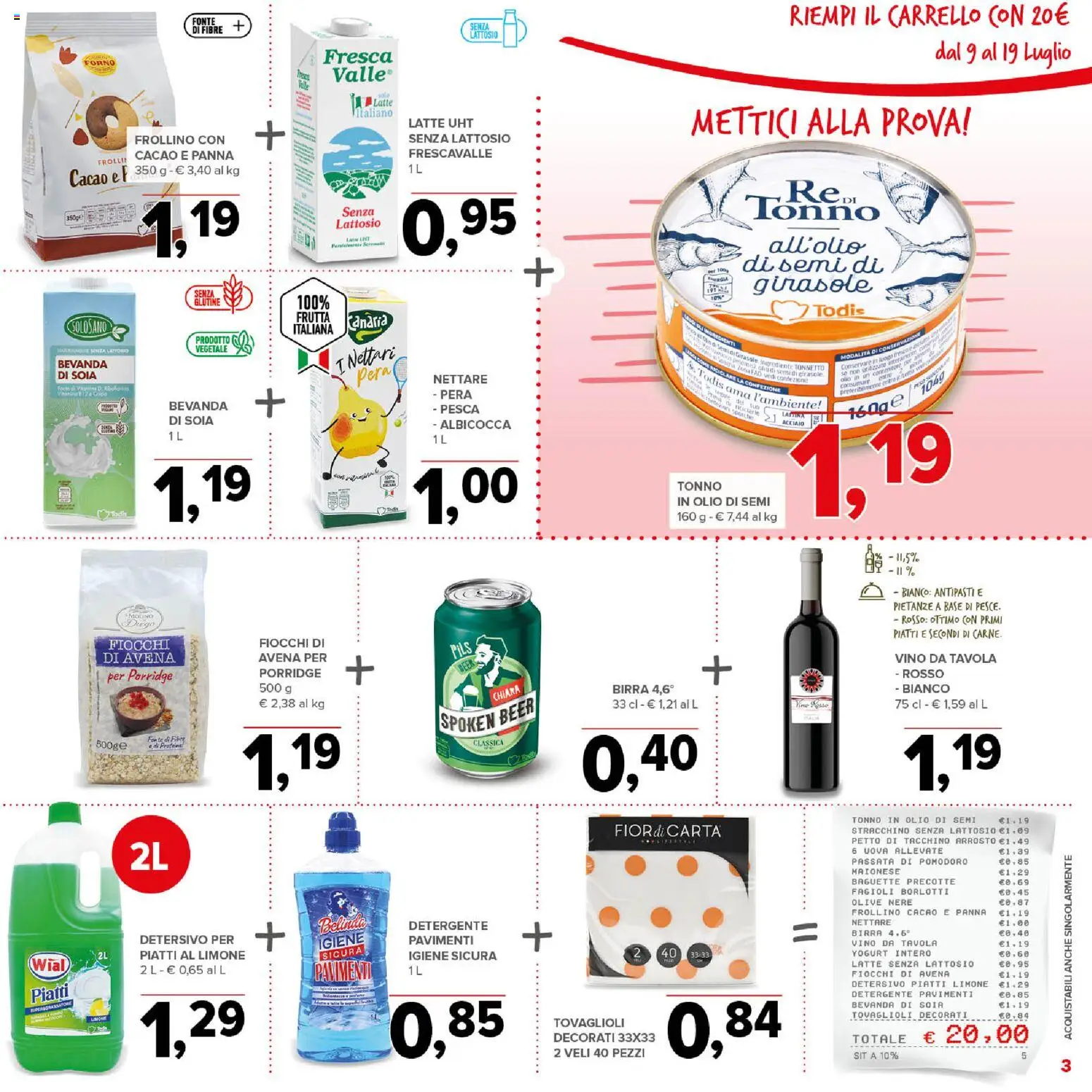 Volantino Todis del 09/07/2026 | Pagina: 3 | Prodotti: Uova, Detergente, Latte senza lattosio, Bevanda di soia