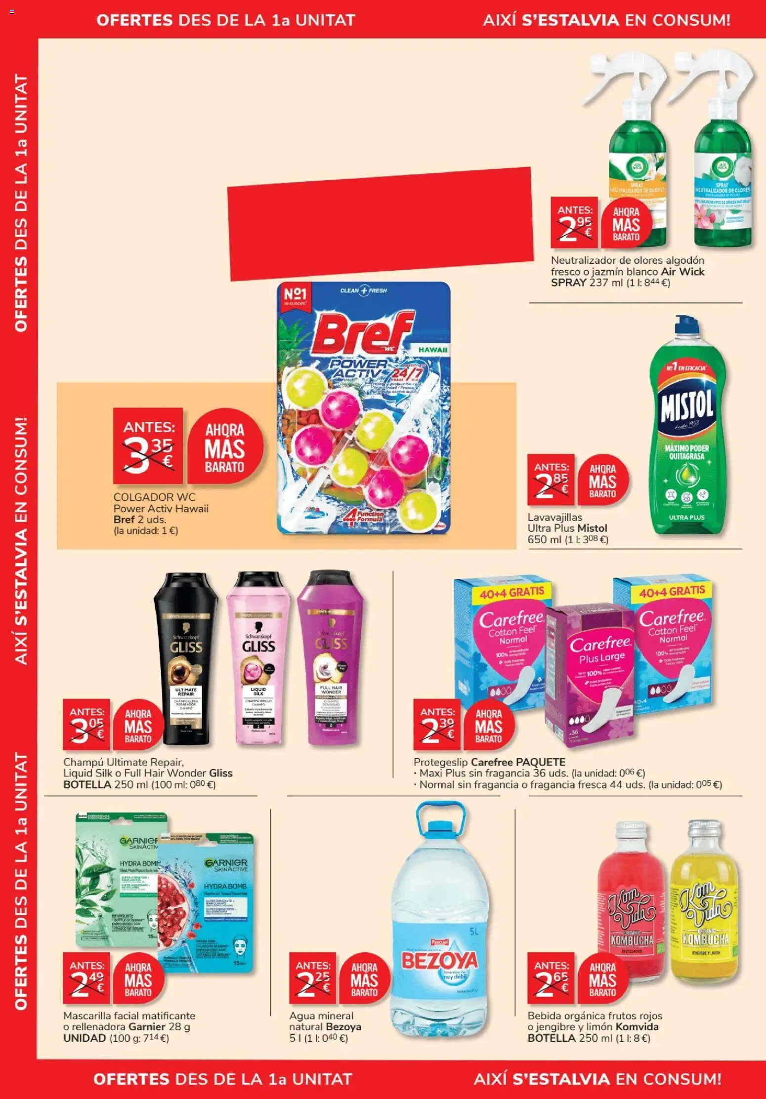 Consum folleto │ válido desde el 27/08/2026 | Página: 4 | Productos: Jengibre, Mascarilla facial, Lavavajillas, Agua mineral