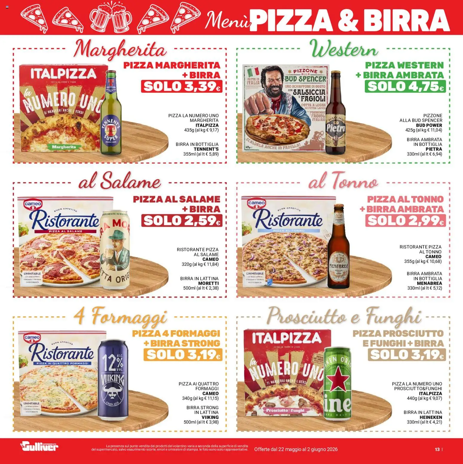 Volantino Gulliver del 22.05.2026 | Pagina: 13 | Prodotti: Tennent's, Birra, Funghi, Heineken
