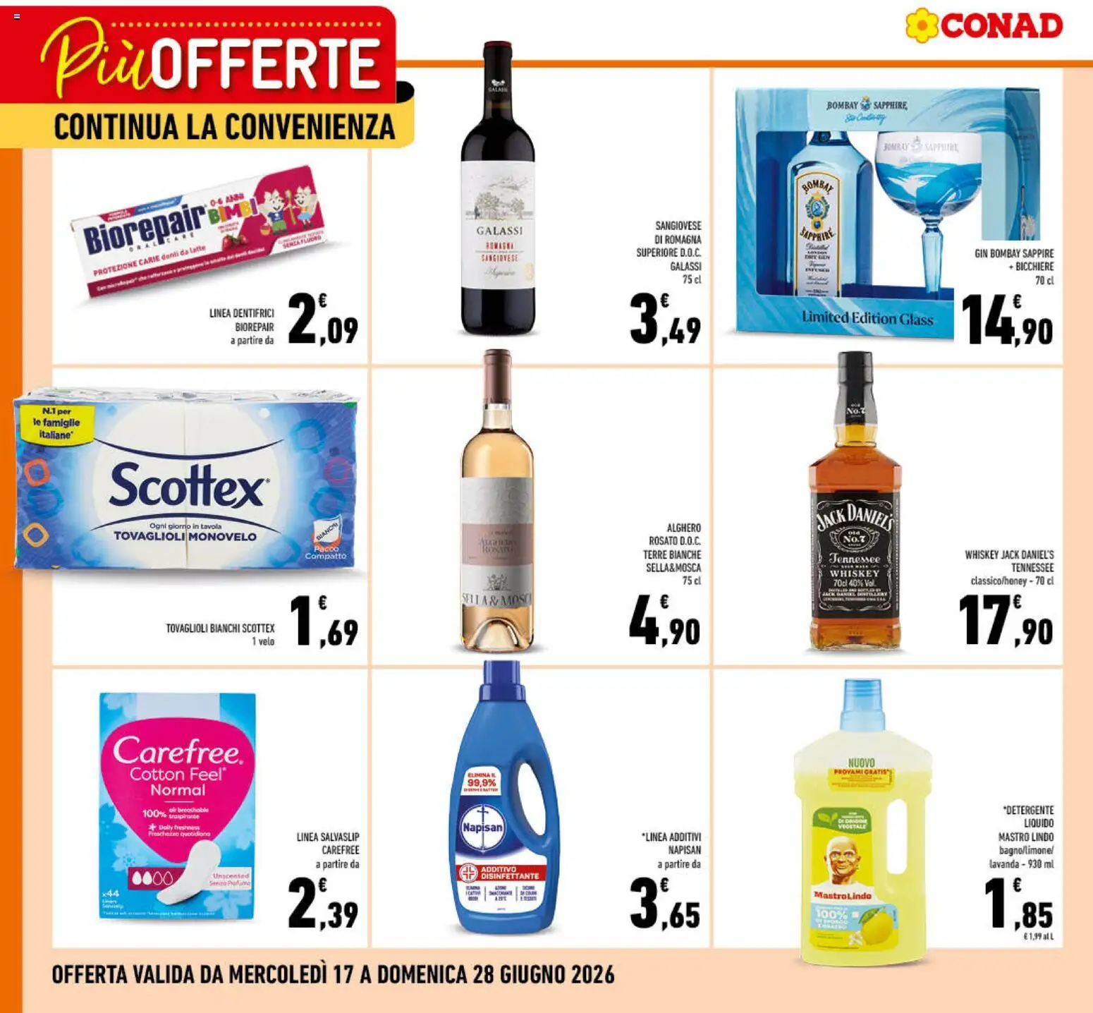 Volantino Conad del 17.06.2026 | Pagina: 3 | Prodotti: Detergente, Gin, Latte, Lavanda