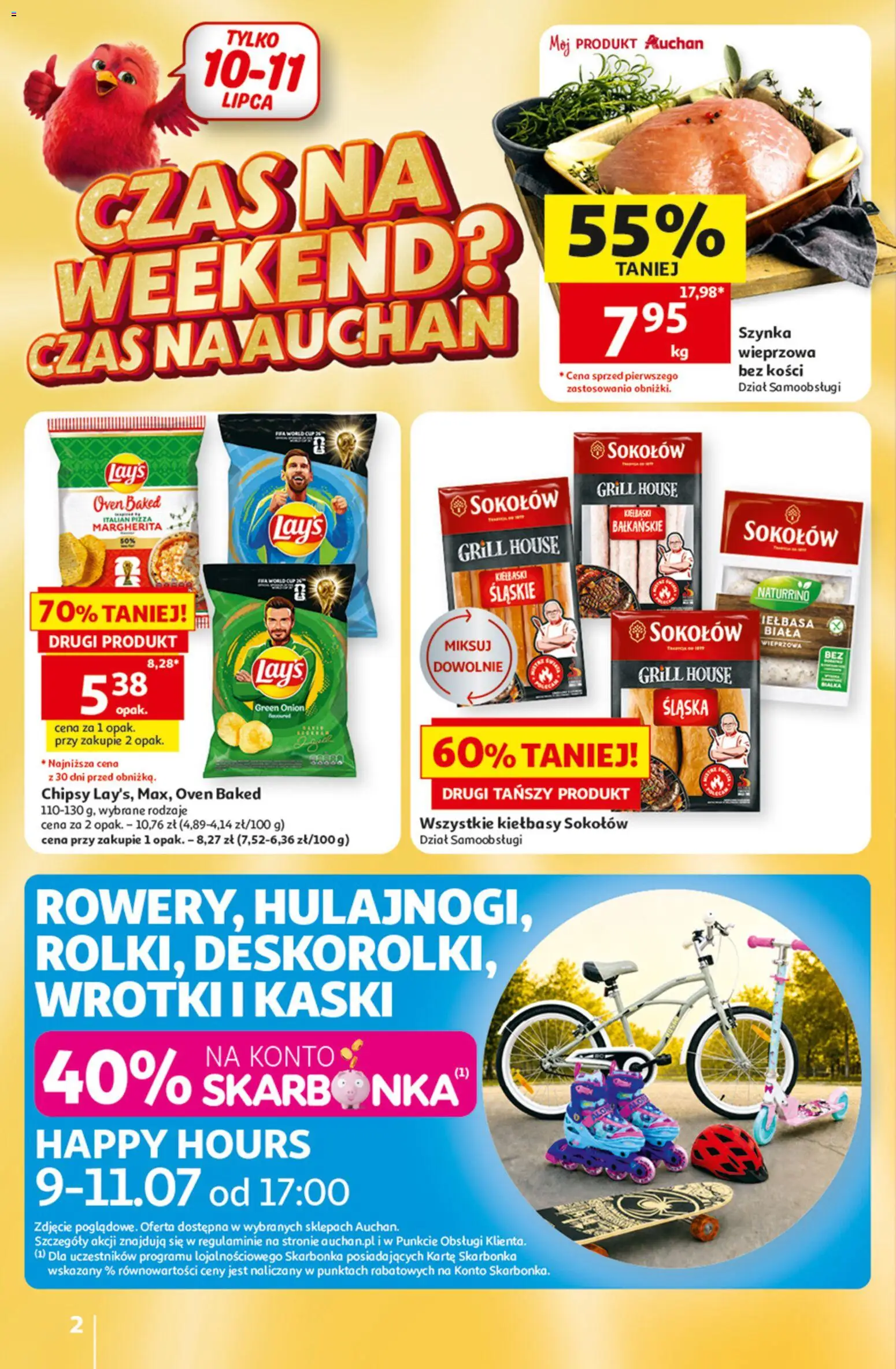 Auchan gazetka - 30 Lat Hipermarket od 09.07.2026 | Strona: 2 | Produkty: Chipsy, Grill, Szynka wieprzowa, Szynka