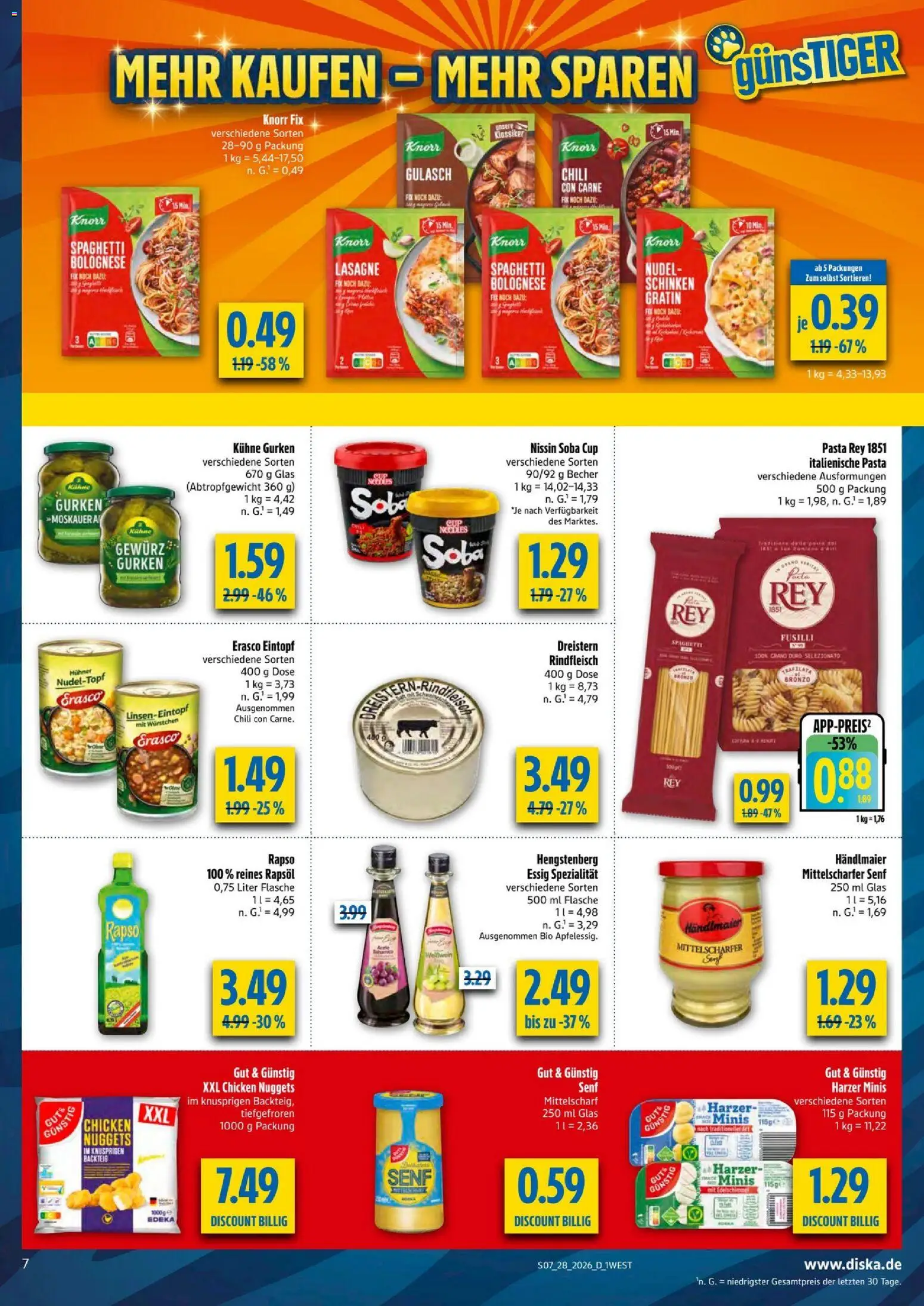 Diska - Diska Angebote Bayern KW28 – gültig ab 06.07.2026 | Seite: 7 | Produkte: Gulasch, Chili, Pasta, Schinken