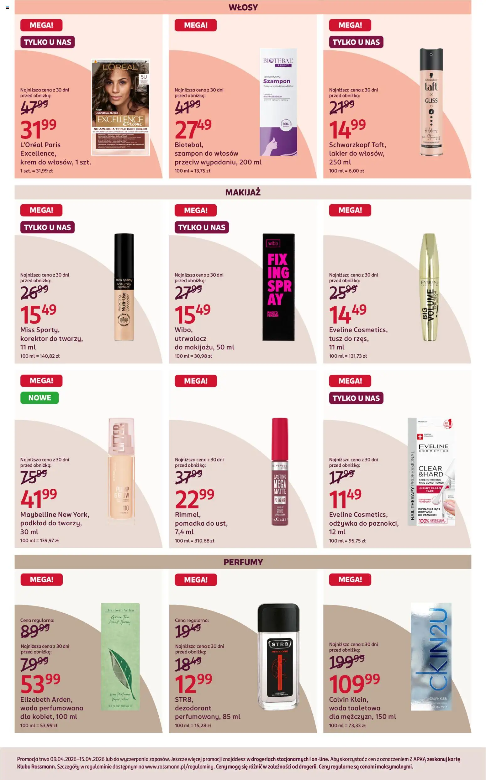 Rossmann gazetka od 09.04.2026 | Strona: 4 | Produkty: Makijaż, Szampon, Krem, Dezodorant