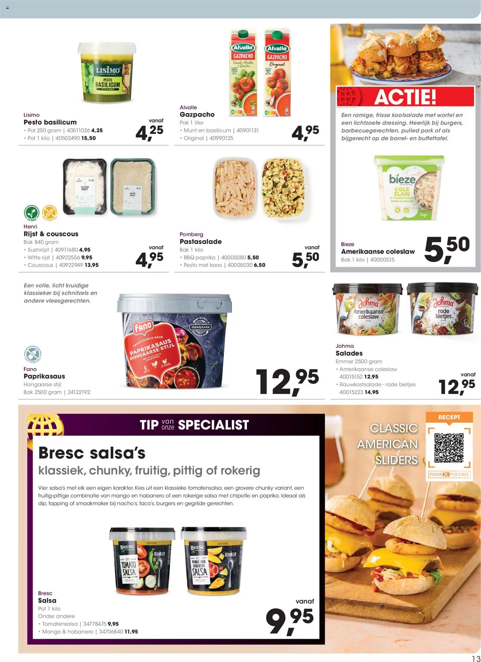 {H1} | Pagina: 13 | Producten: Pulled pork, Kaas, Pot, Salade