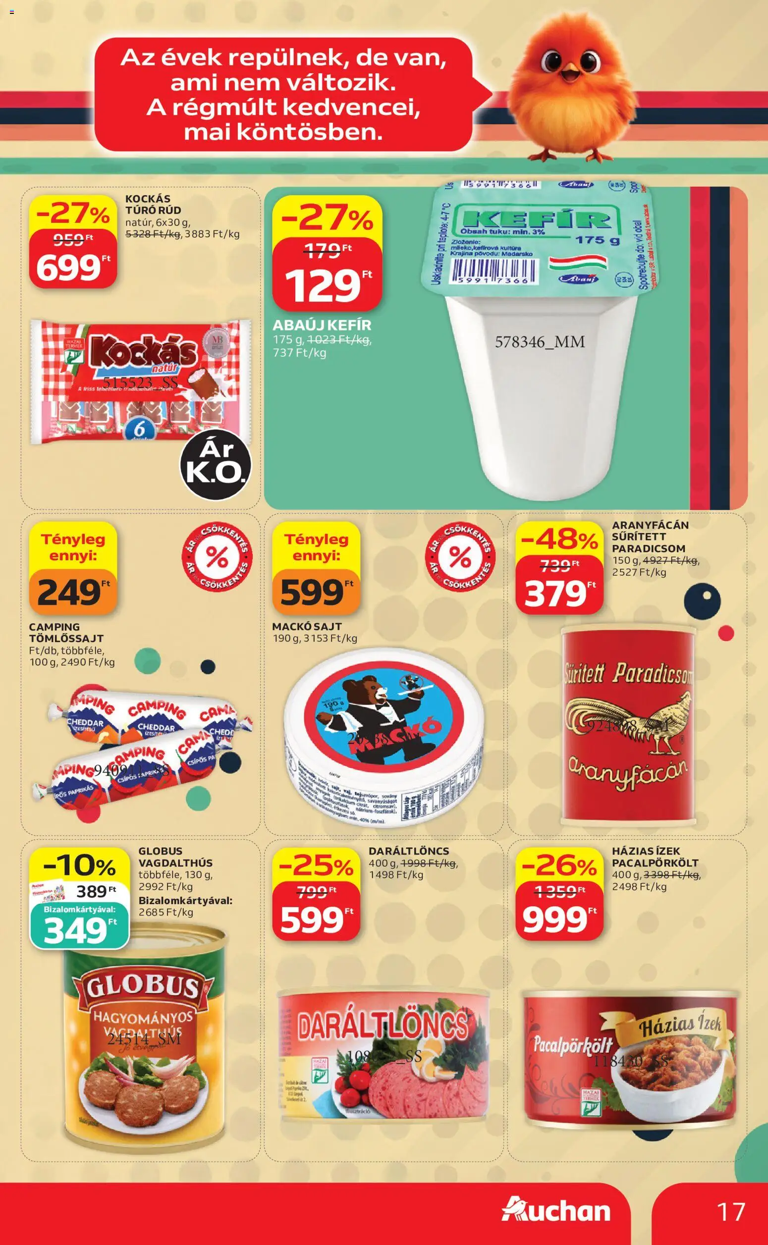 Auchan akciós ujság - amely érvényes a következő dátumtól: 2026.08.06. | Oldal: 17 | Termékek: Löncs, Cottage cheese, Sajt, Cheddar