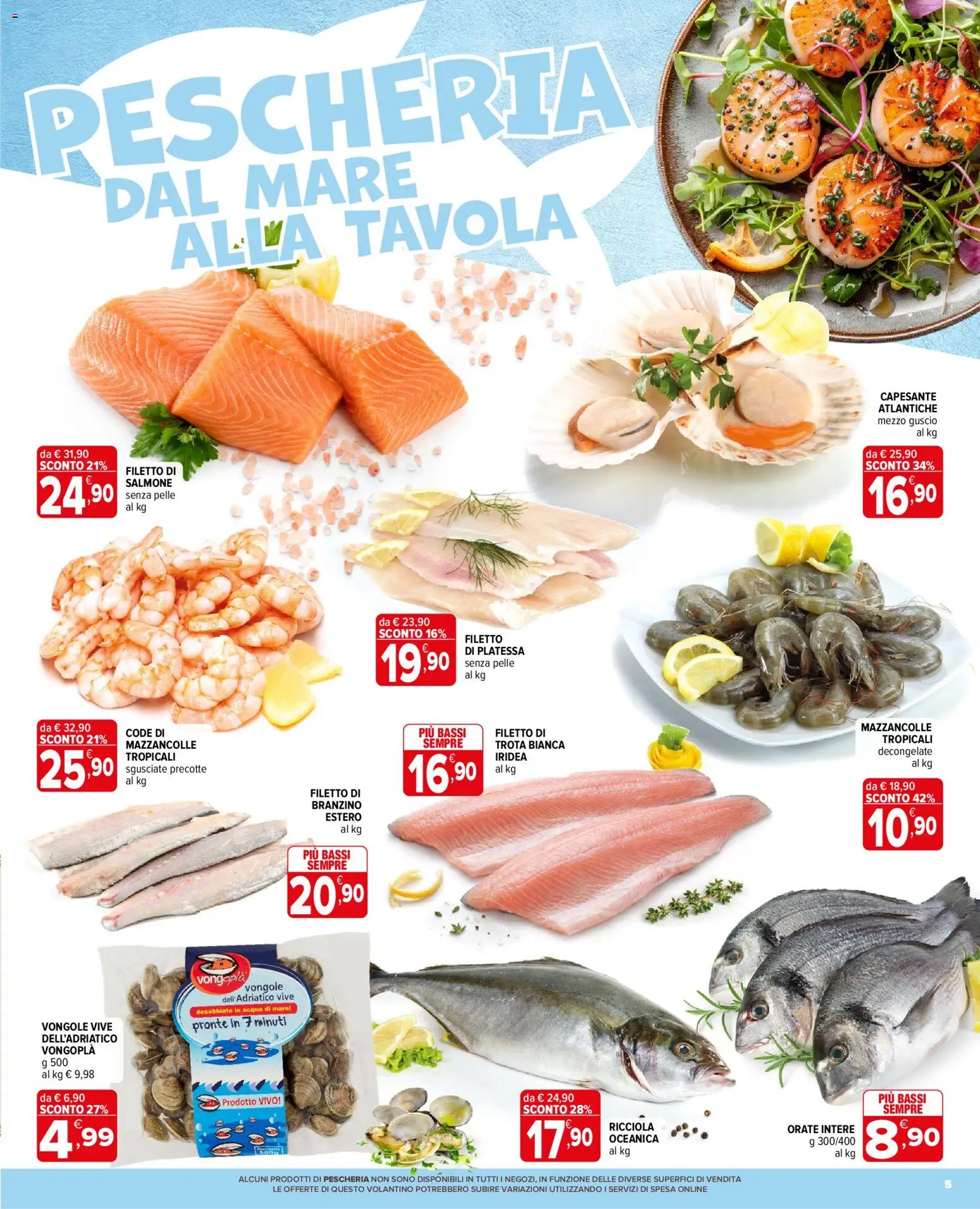 Volantino Iperal del 29/07/2026 | Pagina: 5 | Prodotti: Salmone, Mazzancolle, Trota, Branzino