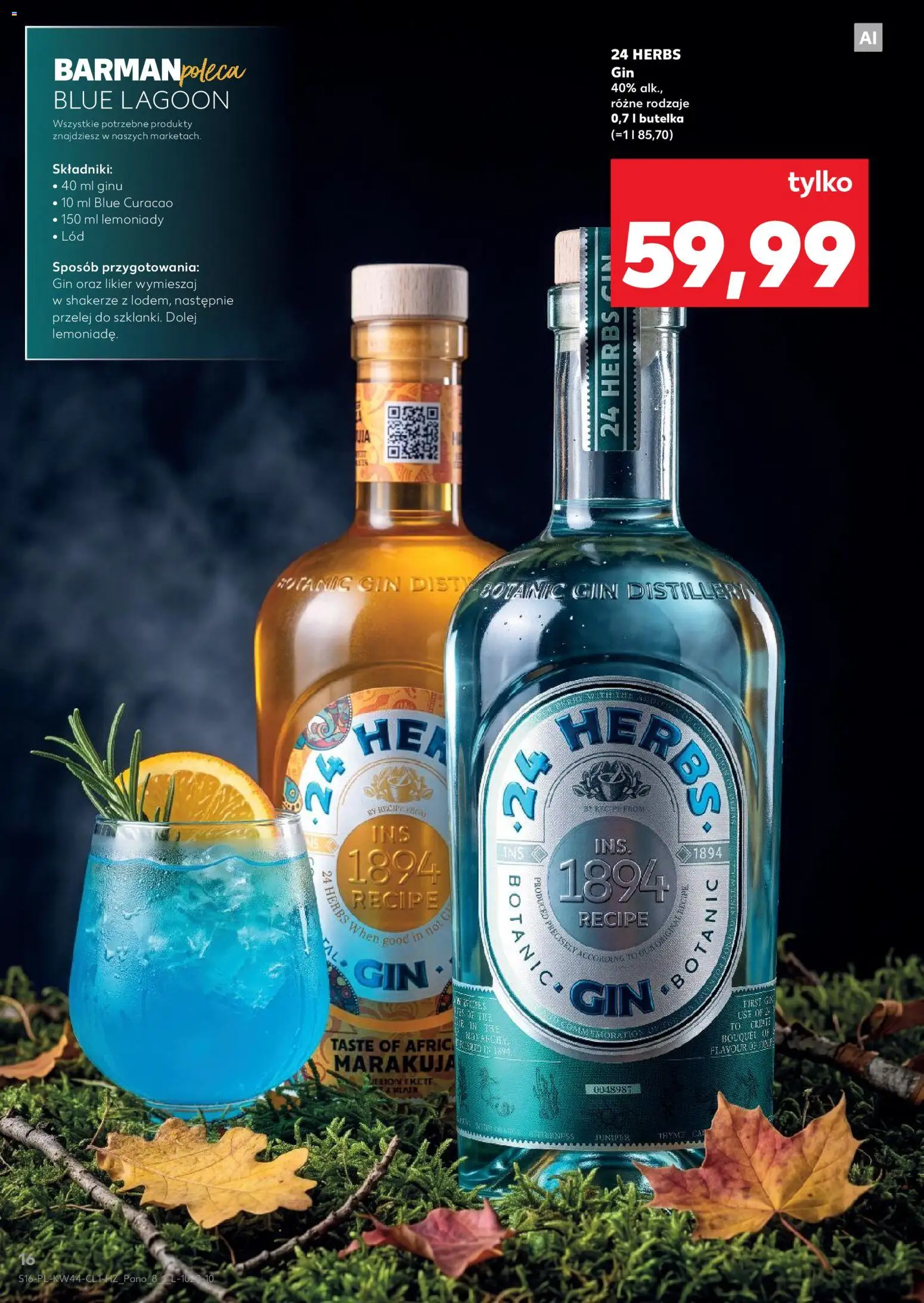 Kaufland Polsko leták - Barek od 29.10.2026 | Strana: 16 | Produkty: Blue Curacao, Gin, Marakuja