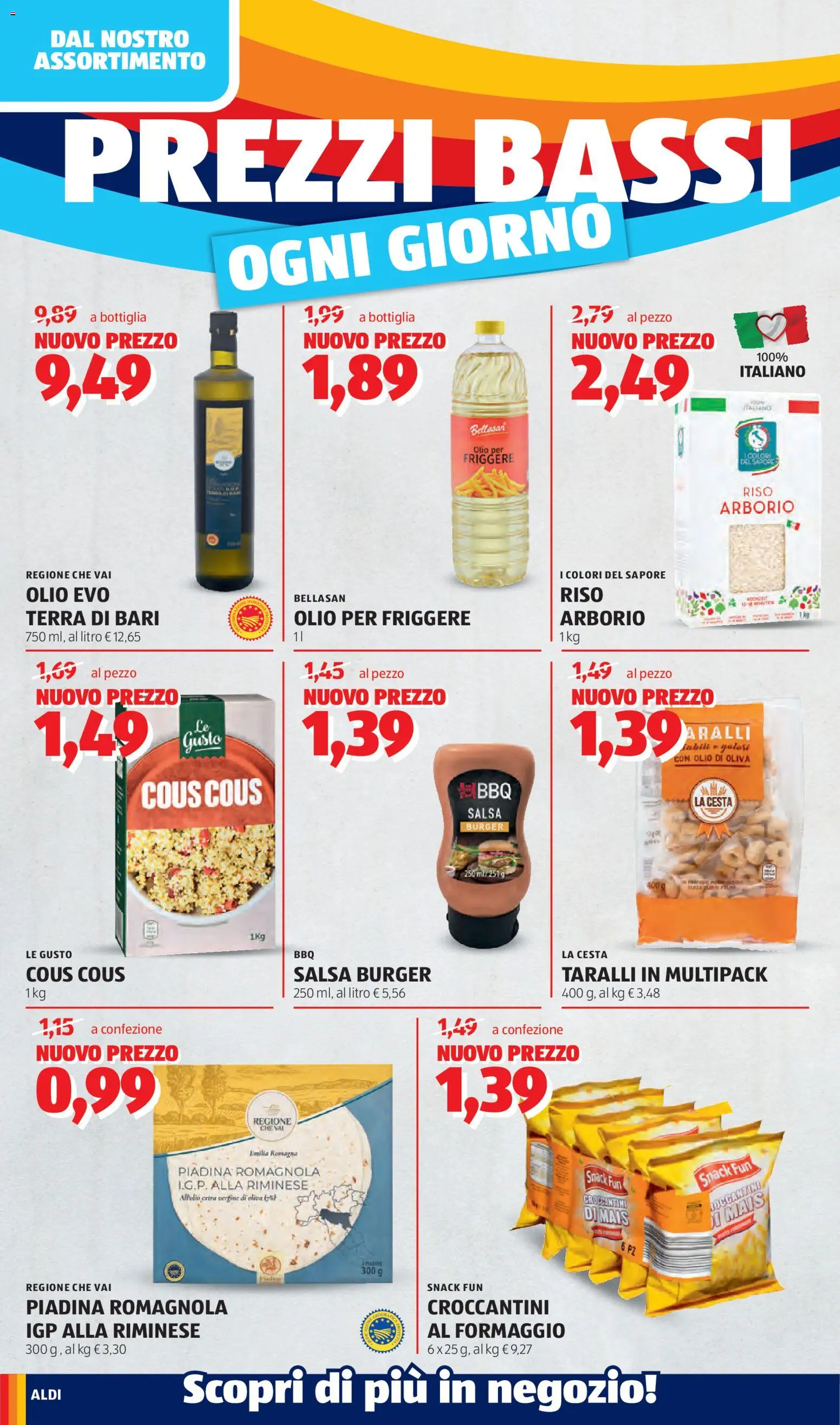 Volantino Aldi del 15.06.2026 | Pagina: 4 | Prodotti: Formaggio, Olio, Olive, Cous cous
