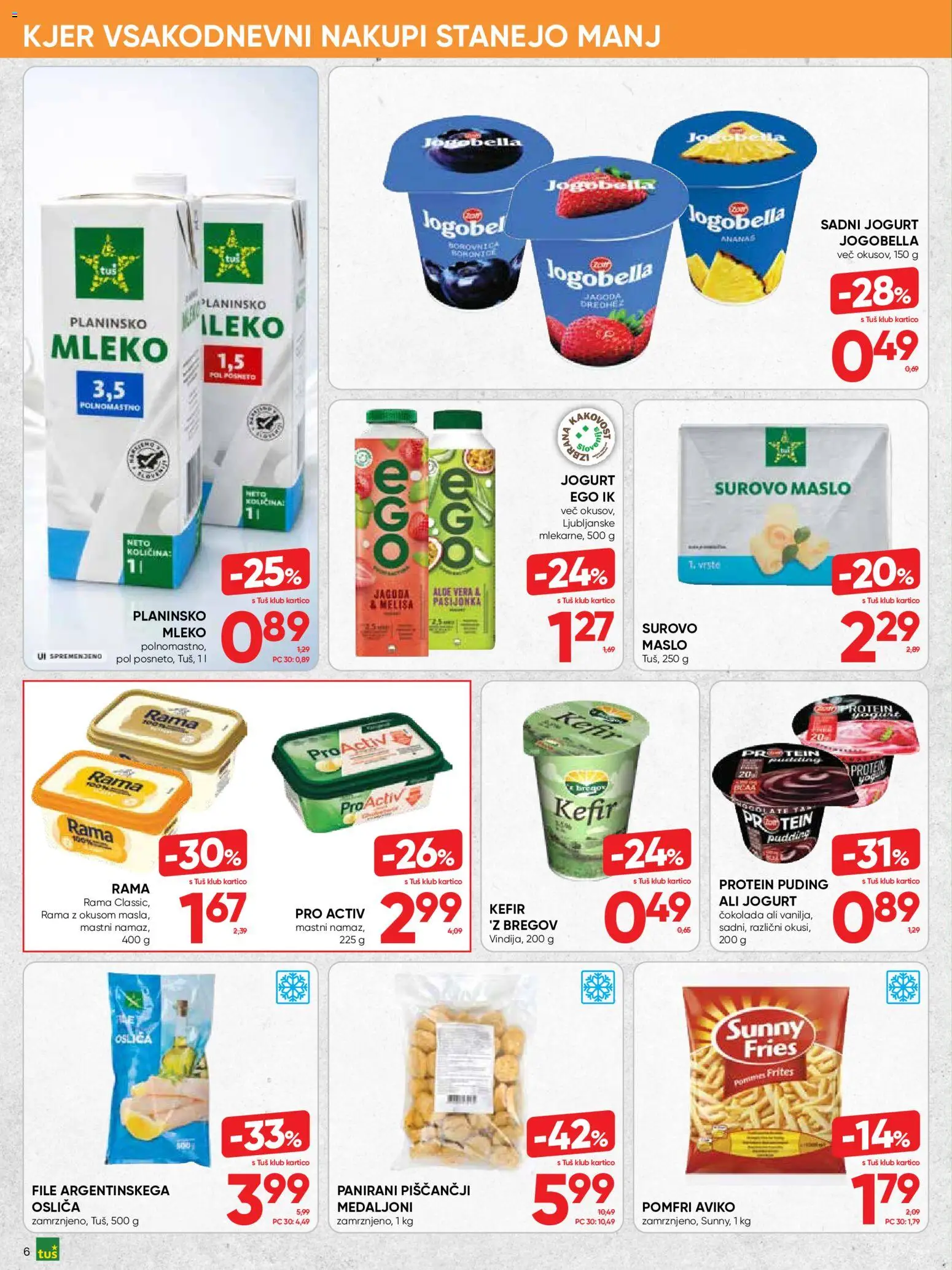 Novi Tuš katalog ponudbe – veljaven od 21.10.2026 | Stran: 6 | Izdelki: Aloe Vera, Puding, Mleko, Maslo