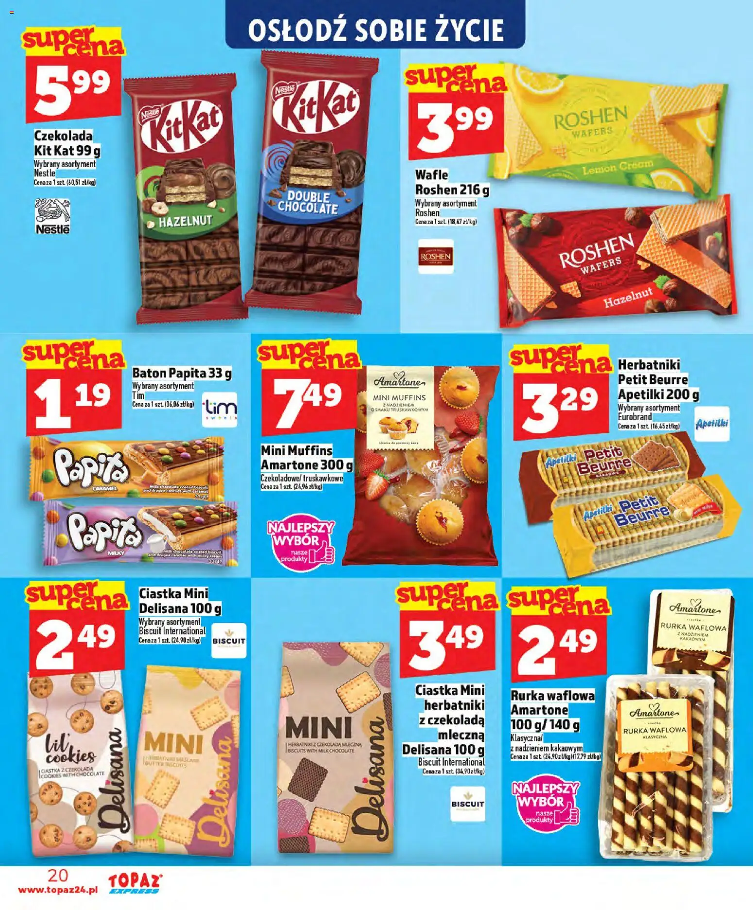Topaz gazetka - Express od 21.05.2026 | Strona: 20 | Produkty: Czekolada mleczna, Herbatniki, Czekolada, Ciastka