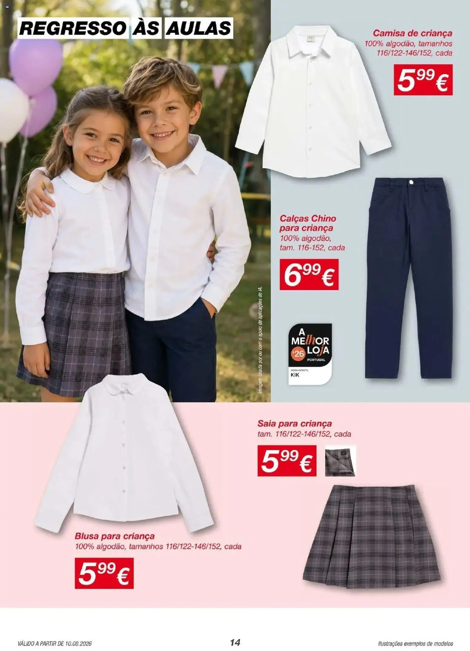 KIK - Mais diversão no regresso às aulas » de 07/08/2026 - 17/08/2026 | Página: 14 | Produtos: Calças, Saia, Camisa, Blusa