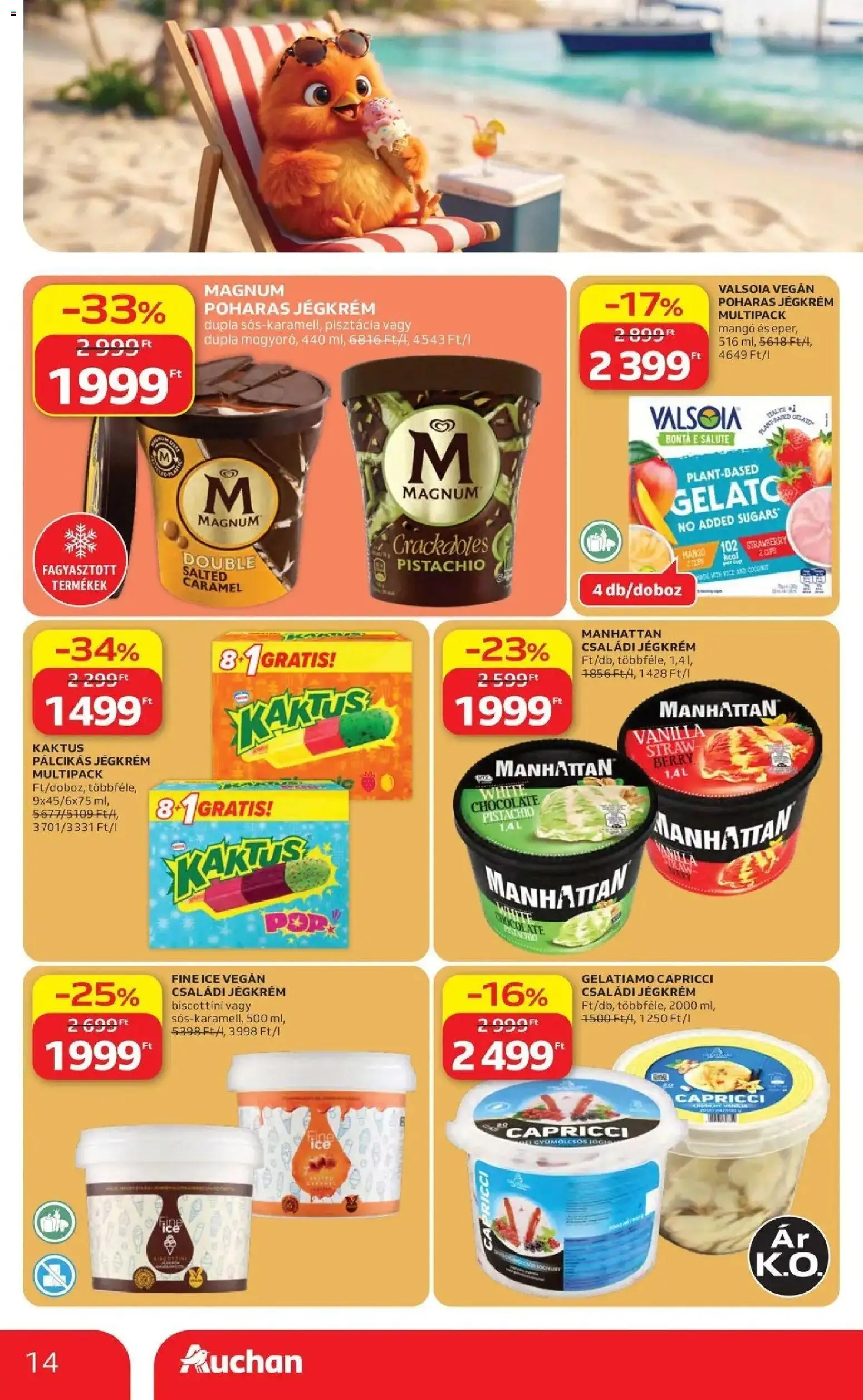 Auchan akciós ujság - amely érvényes a következő dátumtól: 2026.07.30. | Oldal: 14 | Termékek: Pisztácia, Vegán, Jégkrém, Pálcikás jégkrém