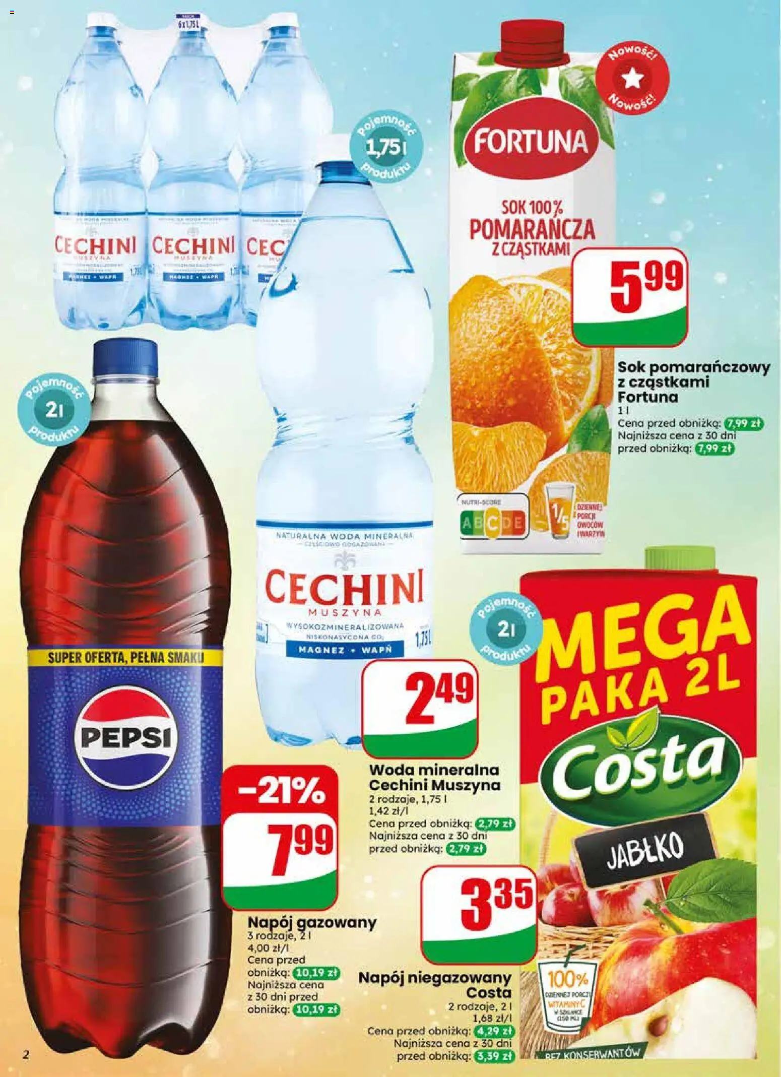Dino gazetka od 13.05.2026 | Strona: 2 | Produkty: Pepsi, Cechini muszyna, Sok, Woda