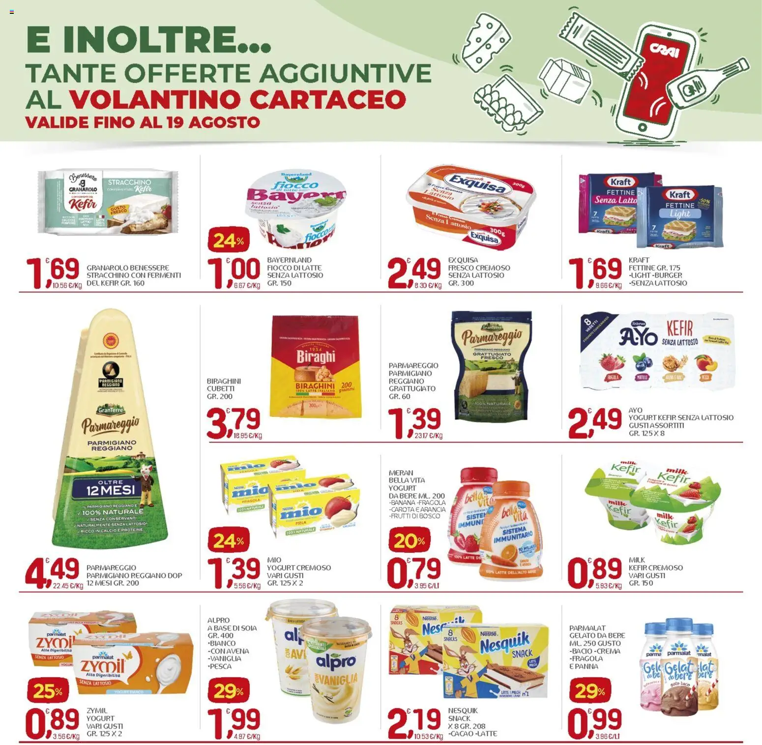 Volantino CRAI del 06/08/2026 | Pagina: 20 | Prodotti: Crema, Latte, Cacao, Parmigiano reggiano