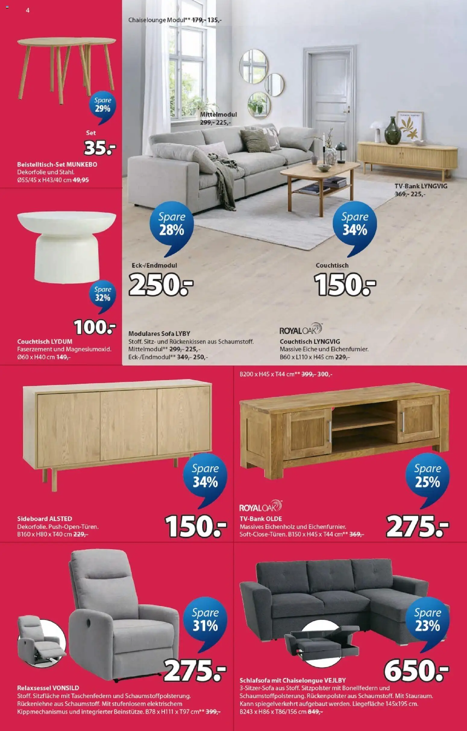 JYSK aktionen – gültig ab 09.06.2026 | Seite: 4 | Produkte: Sofa, Schlafsofa, Sideboard, Relaxsessel