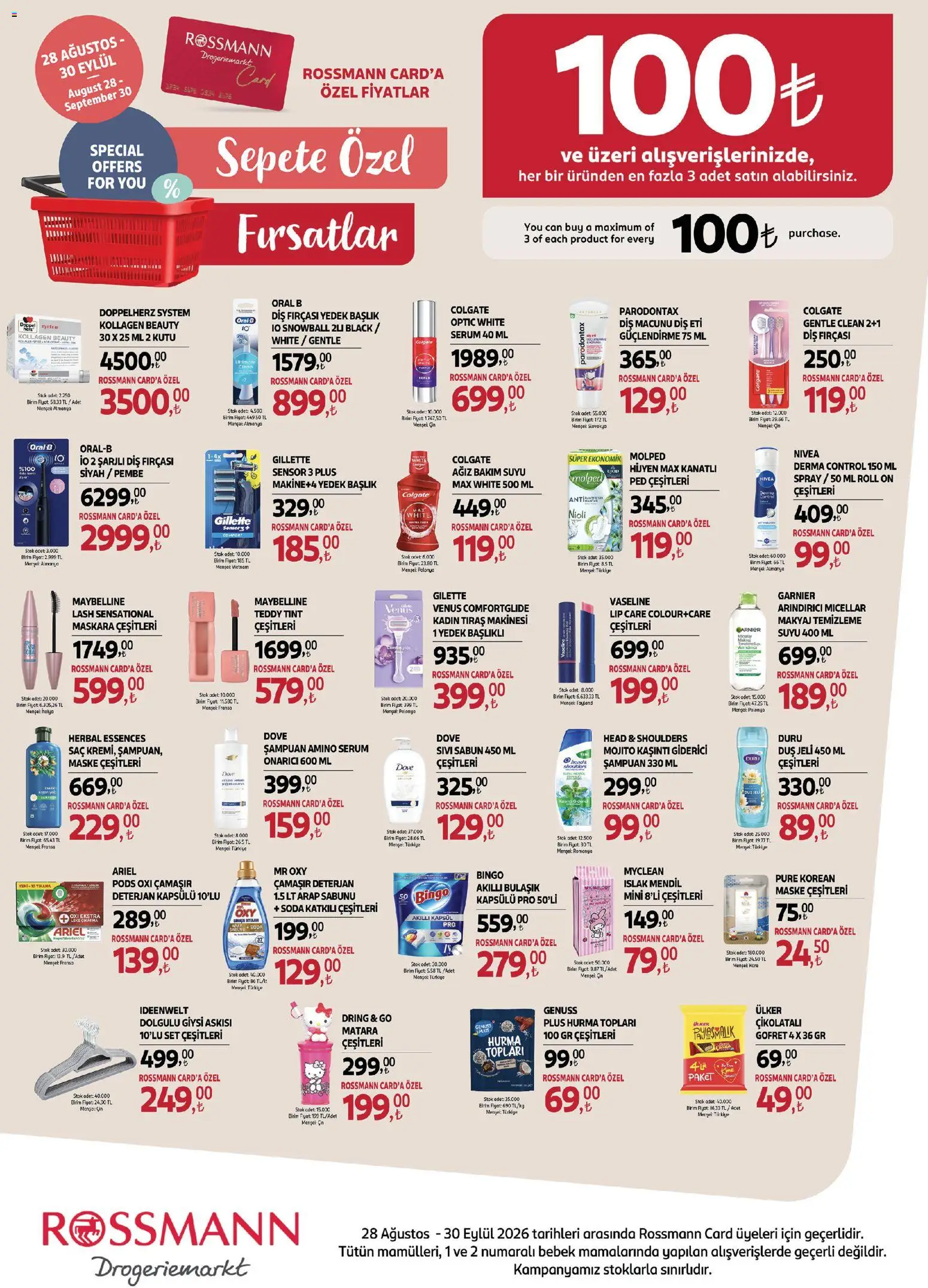 Rossmann - Eylül Ev & Yaşam Kataloğu - 28 Ağustos 2026 tarihinden itibaren geçerlidir | Sayfa: 6 | Ürünler: Kutu, Diş macunu, Diş fırçası, Makyaj
