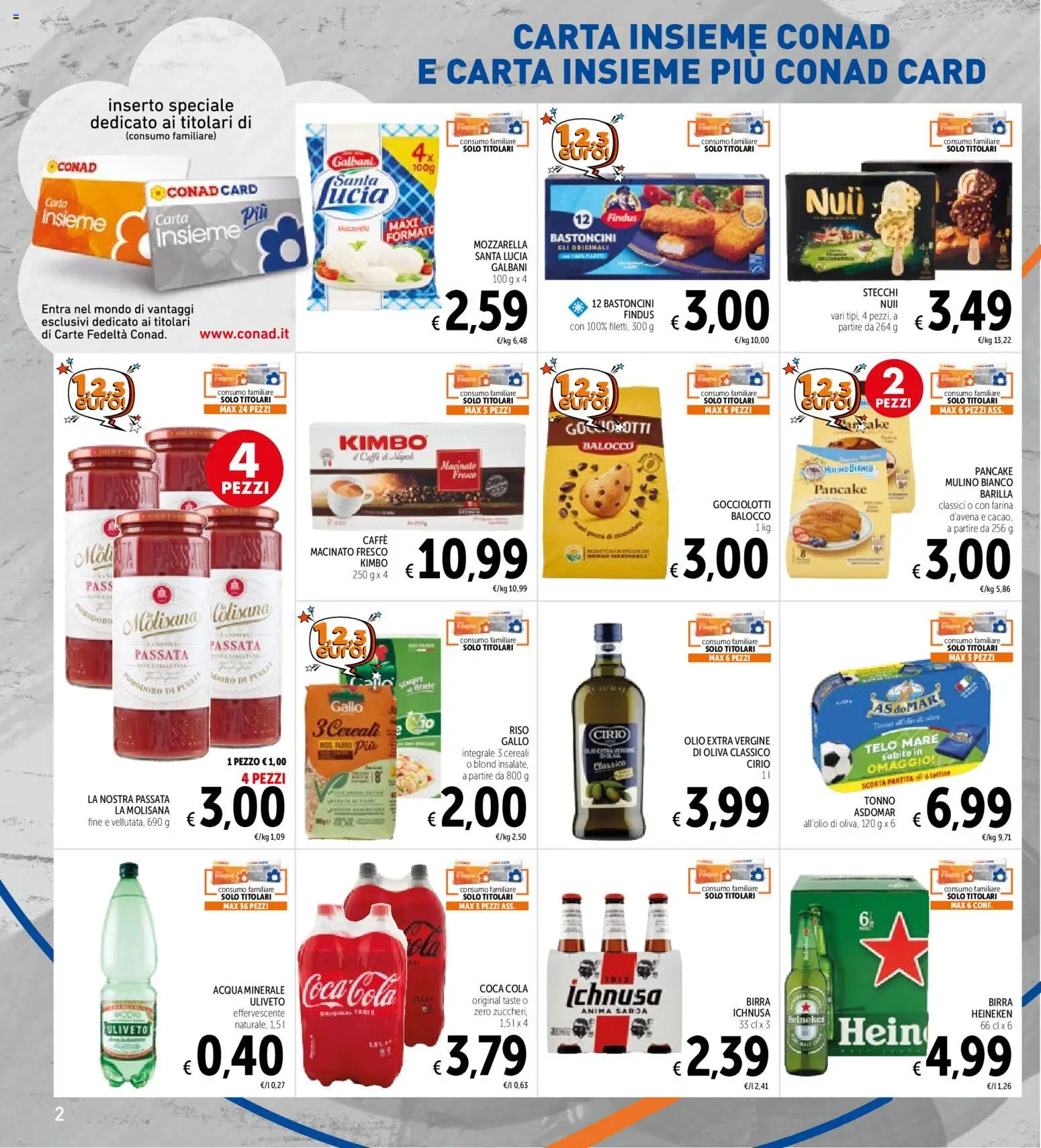 Volantino Spazio Conad del 11/08/2026 | Pagina: 2 | Prodotti: Riso, Acqua, Farina, Coca Cola