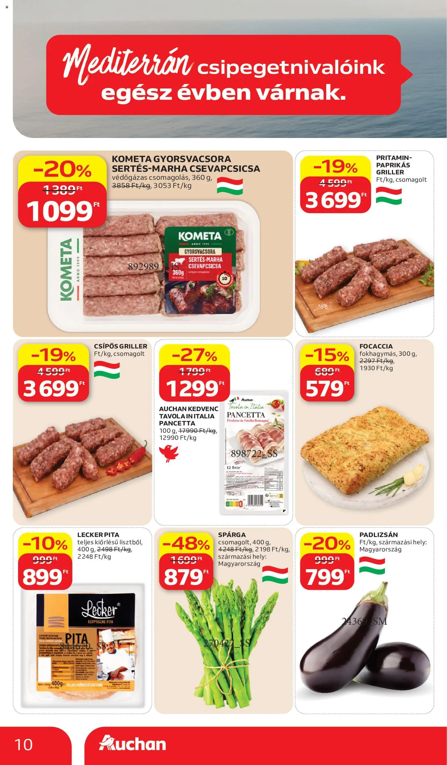 Auchan akciós ujság - amely érvényes a következő dátumtól: 11.06.2026 | Oldal: 10 | Termékek: Padlizsán, Pita