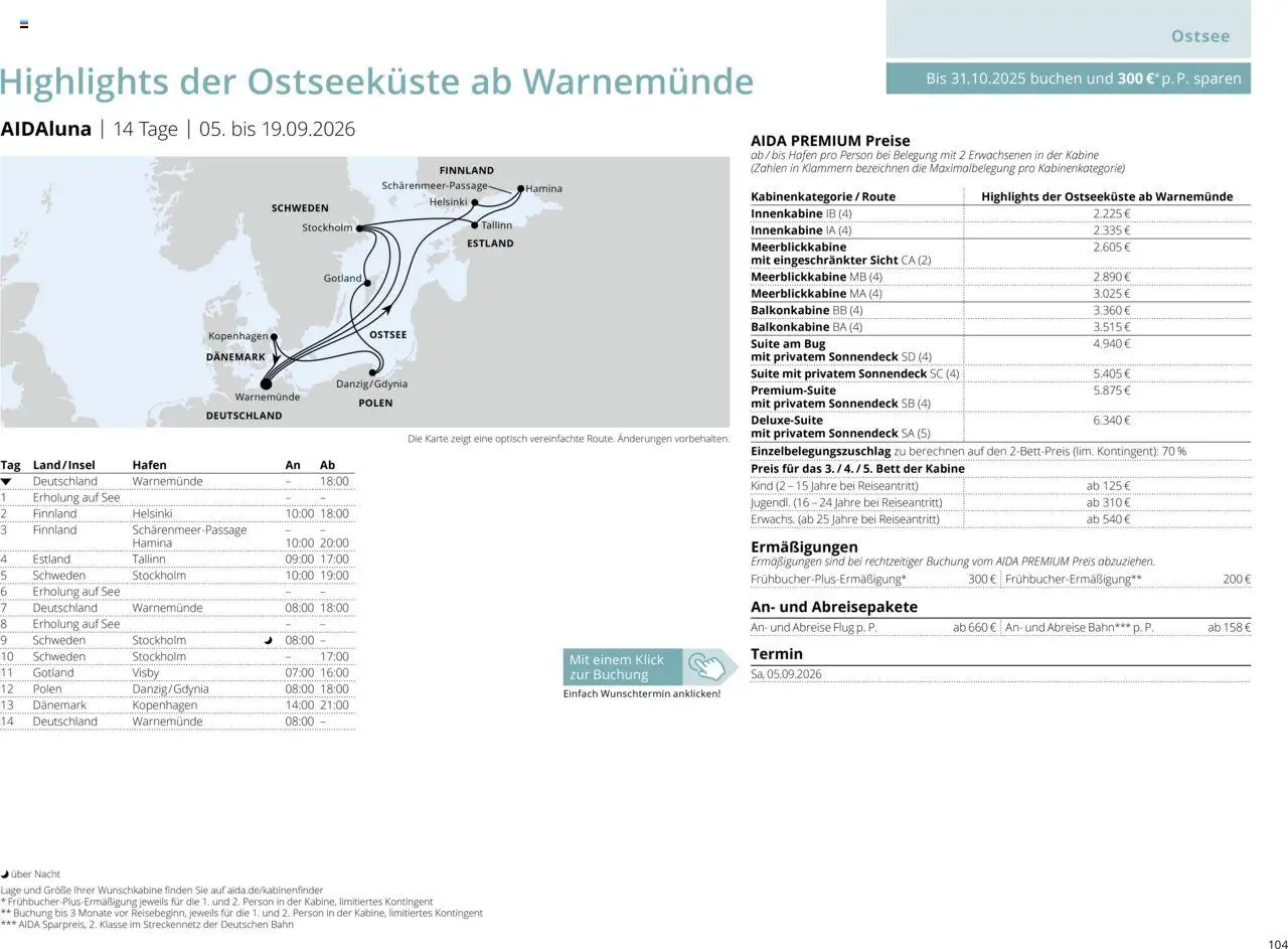 Aida Sommer 2026 – gültig ab 01.03.2026 | Seite: 104 | Produkte: Bett
