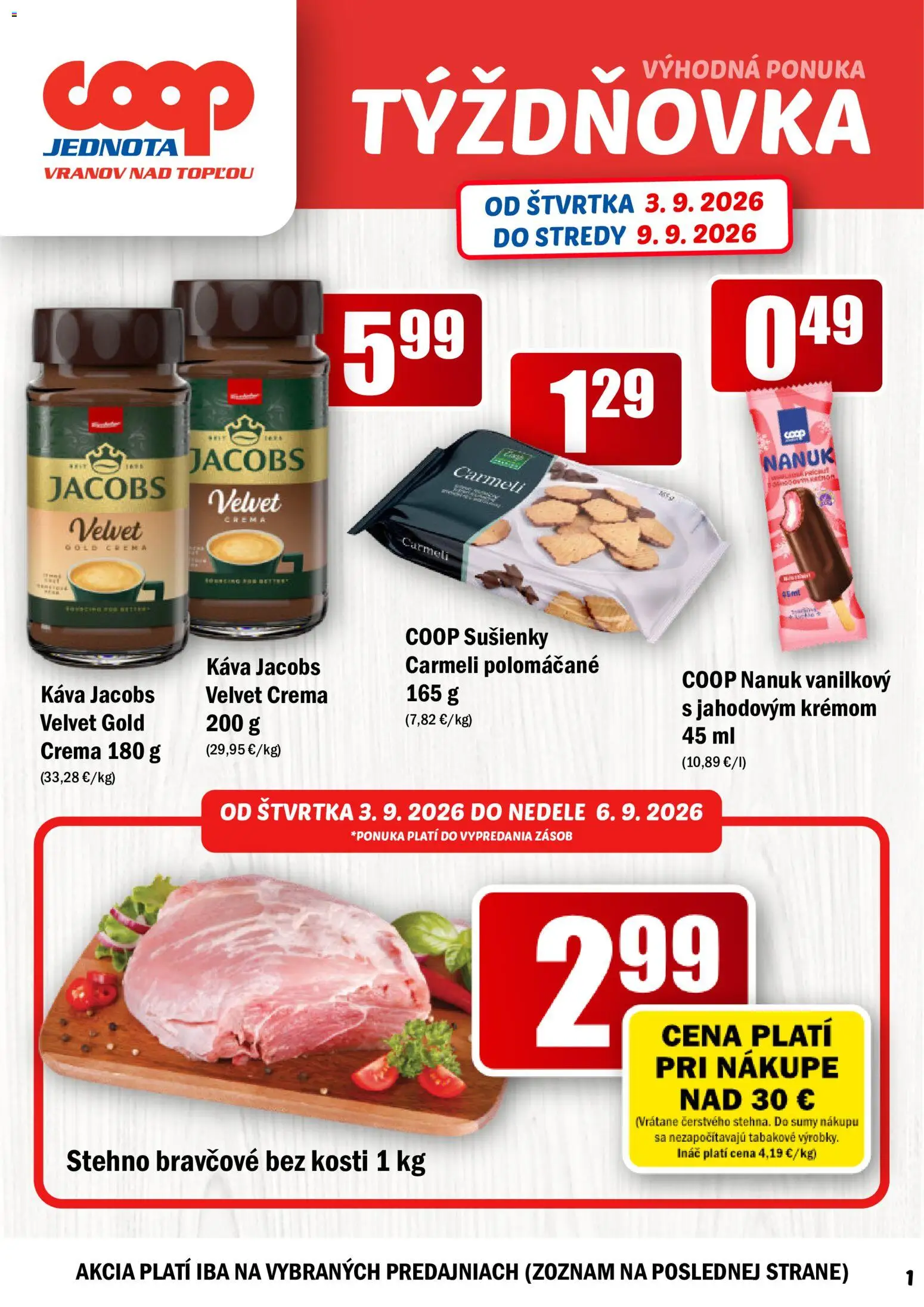Nové COOP Jednota akcie – leták je platný od 03.09.2026 | Strana: 1