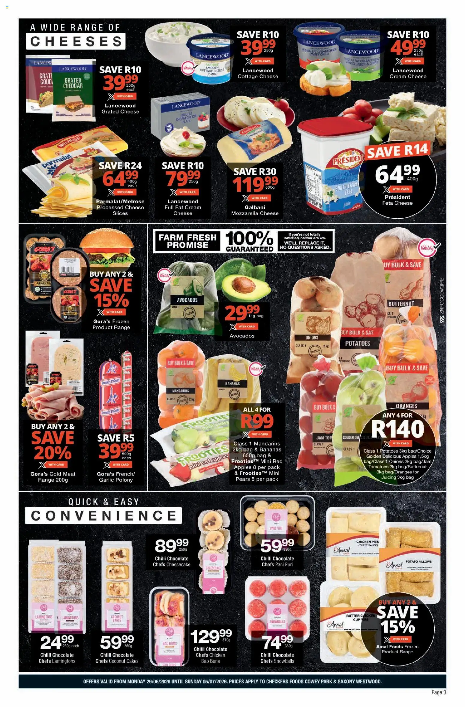 New Checkers catalogue – valid from 29/06/2026 | Page: 3 | Products: Bag, Butter, Cheese, Polony