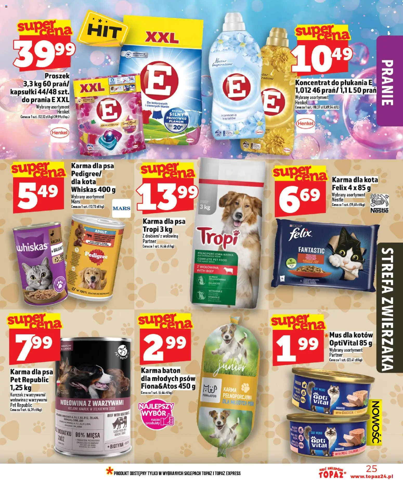 Topaz gazetka od 12.03.2026 | Strona: 25 | Produkty: Kurczak, Kaczka, Baton, Karma dla kota